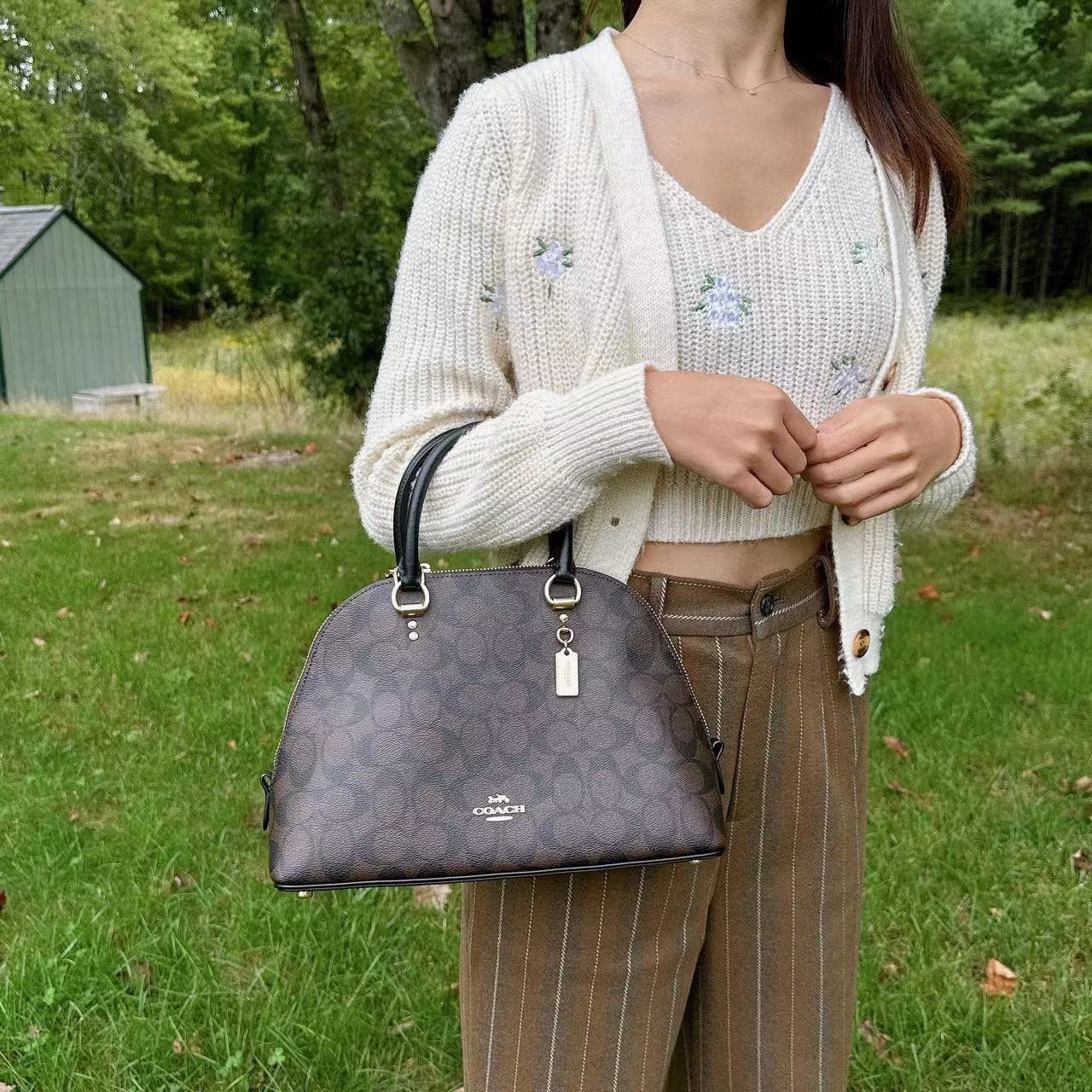 image of Coach 2558 Katy Satchel In Signature Brown/black, Women's