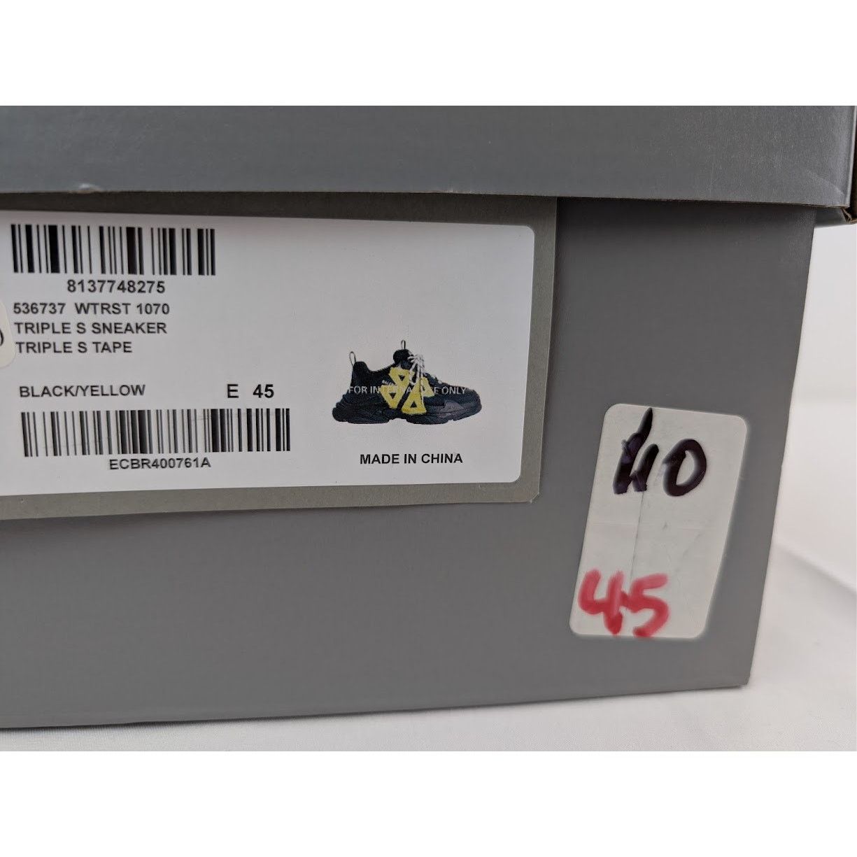 Balenciaga o1rshd1 Triple S Sneakers in Black/Yellow Size US 12 / EU 45 - 22 Thumbnail