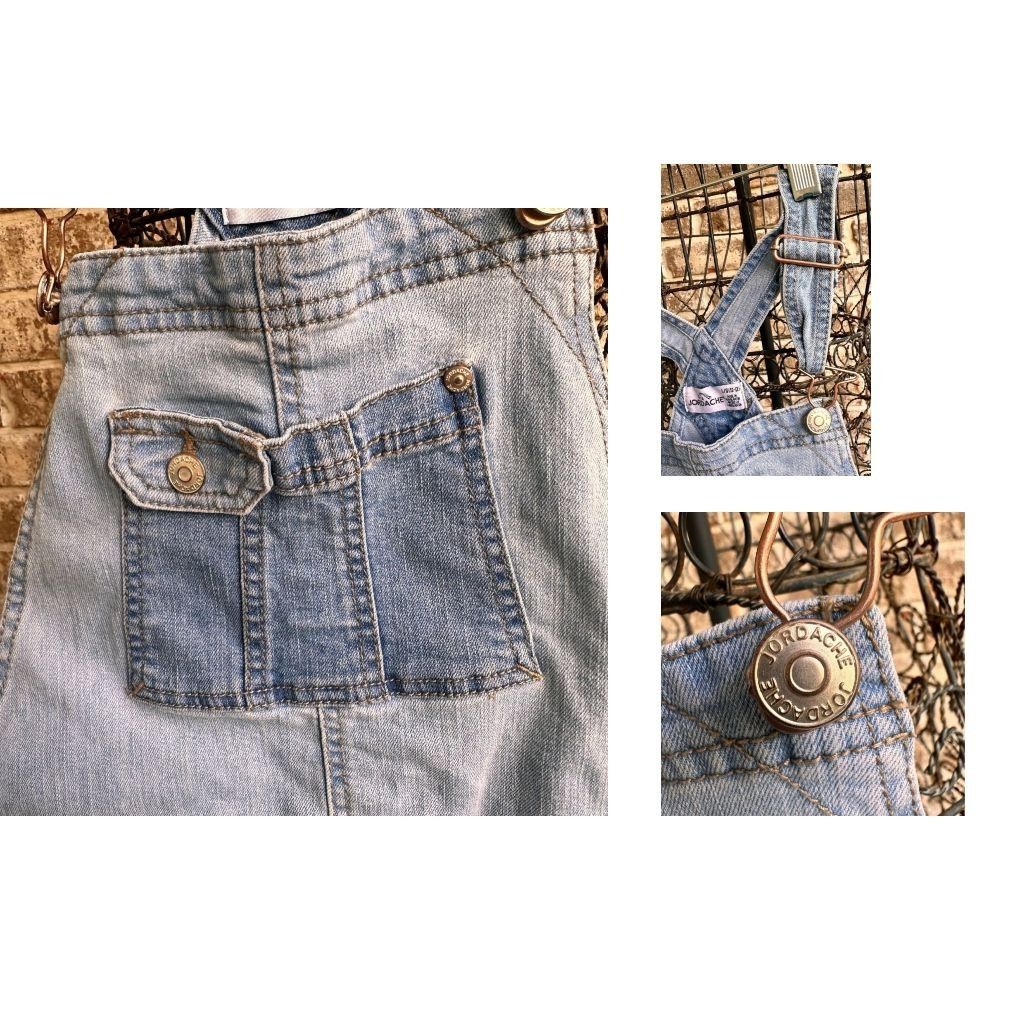 Jordache Jordache Denim Shortalls Bib Overalls Girls Large Distr Size 29" - 3 Thumbnail