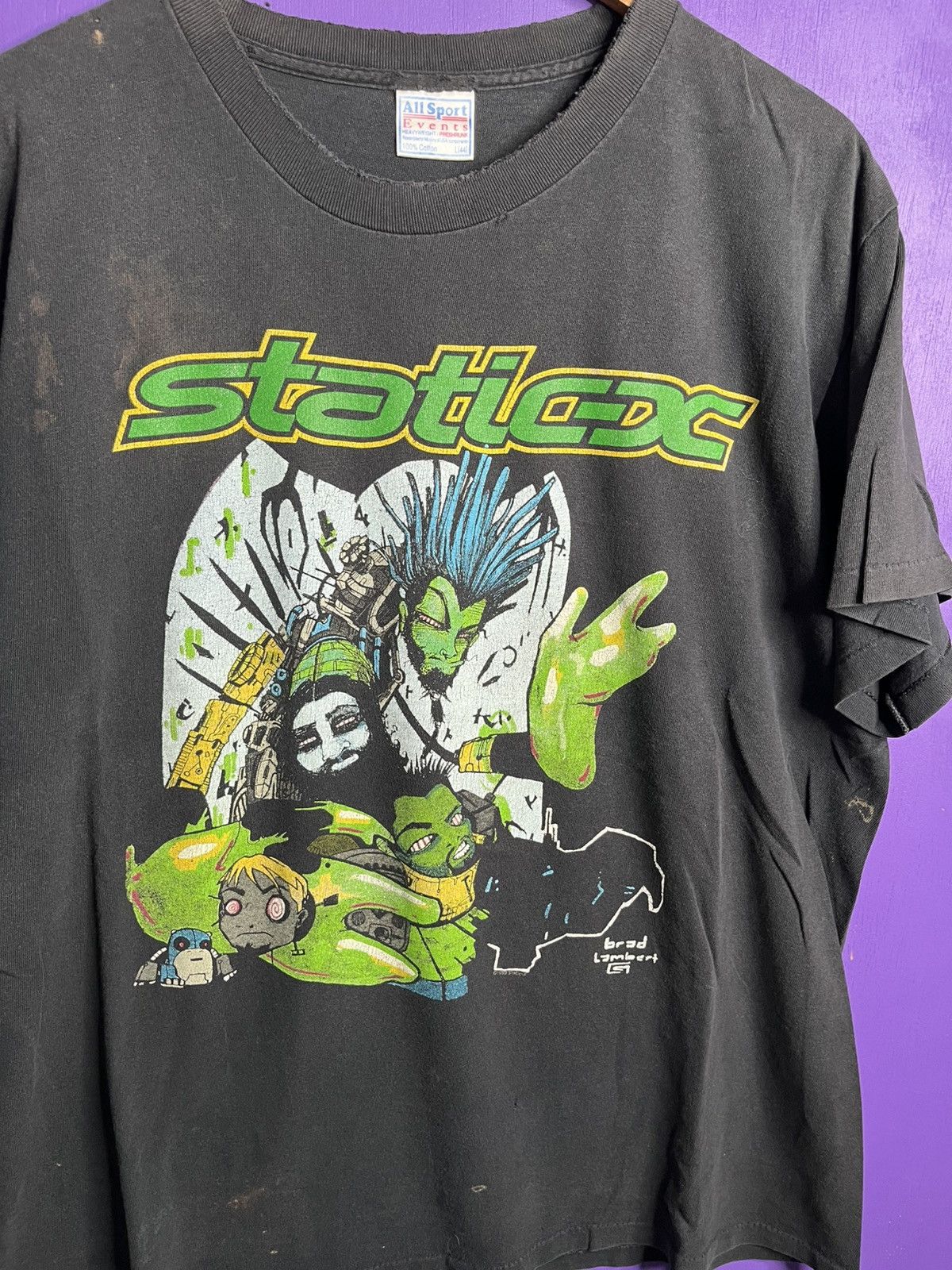 Band Tees × Vintage Vintage 90s Static-X grind on it tour t-shirt Size US L / EU 52-54 / 3 - 3 Thumbnail