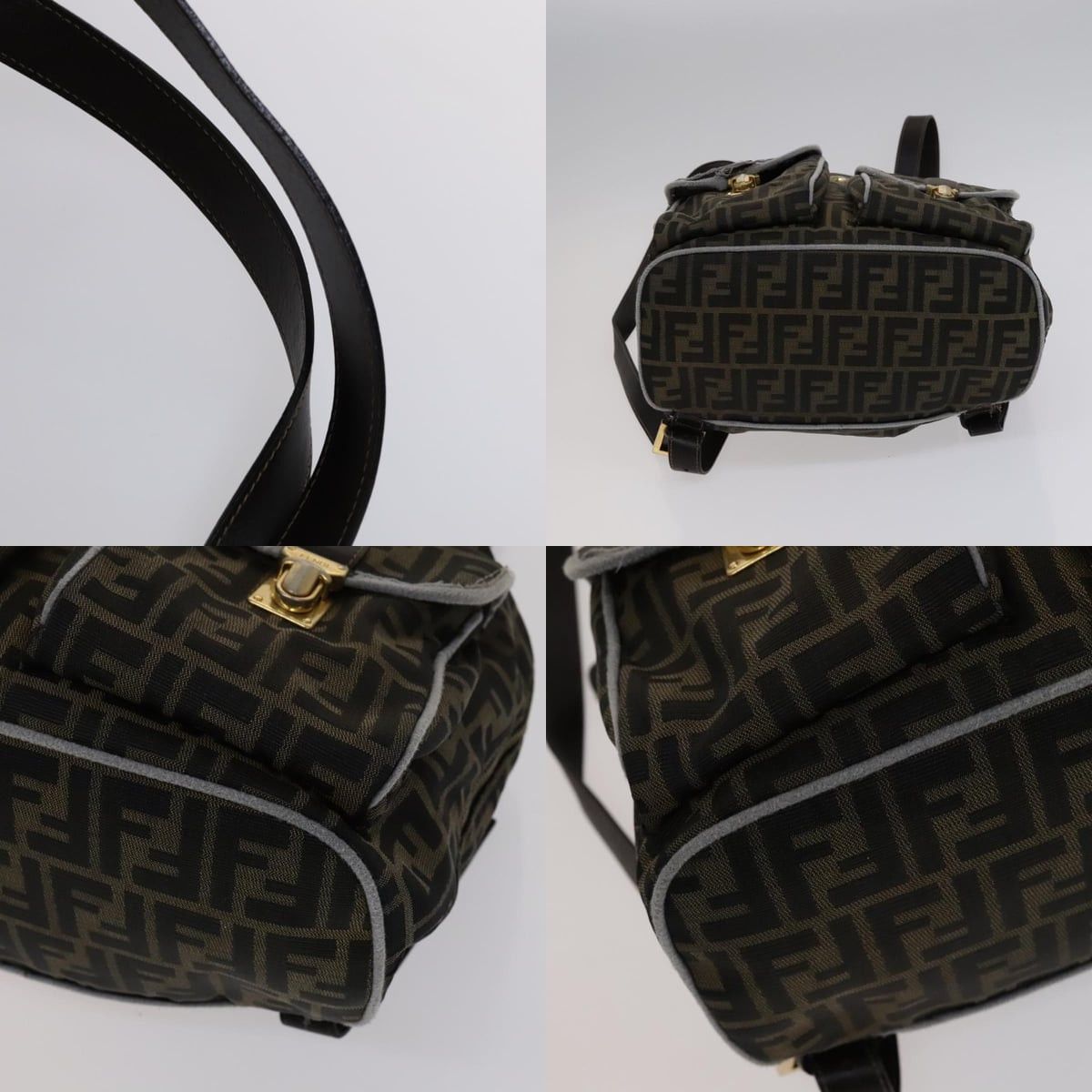Fendi FENDI Zucca Canvas Backpack Brown Black Gold Size ONE SIZE - 10 Thumbnail