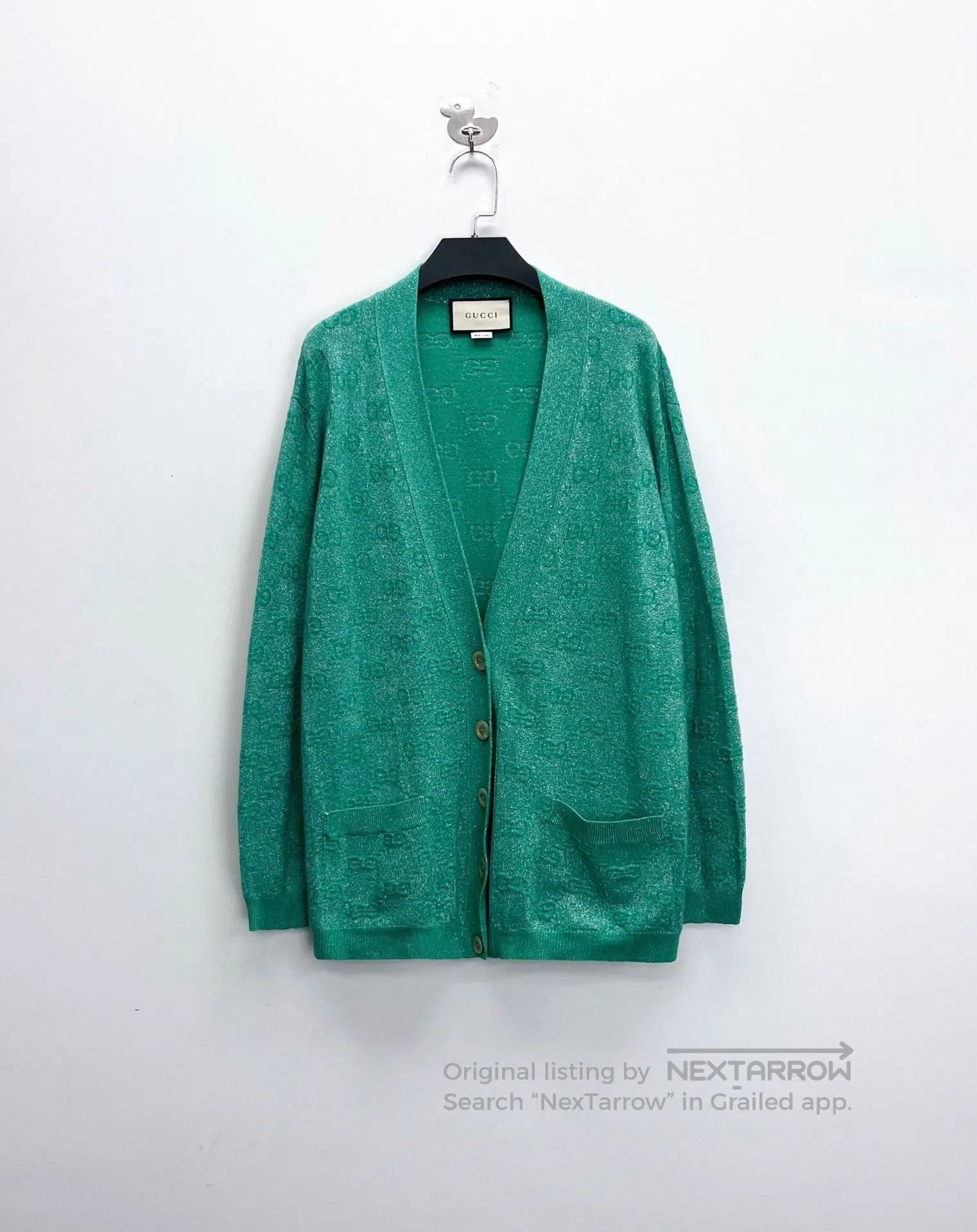 Gucci Gucci Green Double G Embossed Knit Cardigan. Size US M / EU 48-50 / 2 - 1 Thumbnail