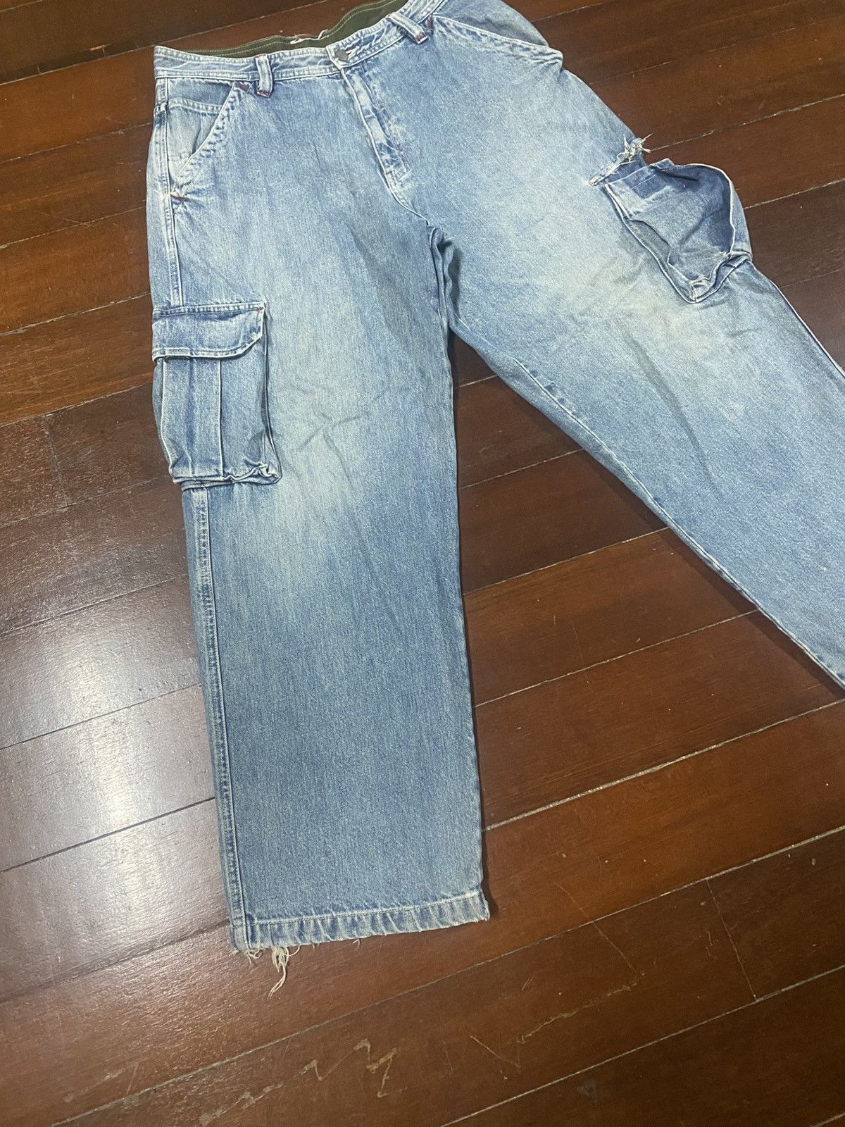 Japanese Brand Hawaiian Piko Jeans Cargo baggy distressed wide leg Size US 35 - 3 Thumbnail