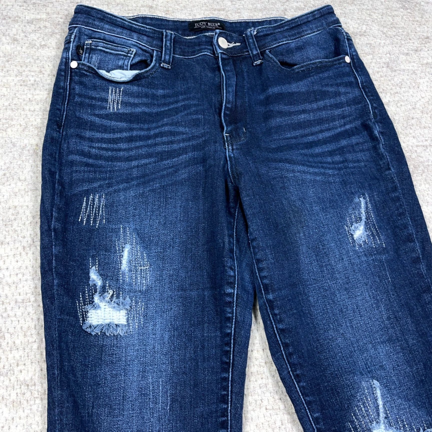 Vintage Judy Blue Jeans Women 11 30 Boyfriend Fit Dark Wash Distressed Faded Holes A7 Size 30" / US 8 / IT 44 - 7 Thumbnail