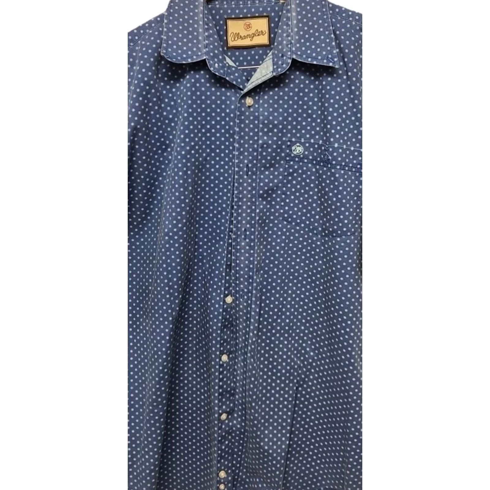 Wrangler Wrangler Short Sleeve Button-Up Shirt Men’s XL Blue Polka Dot Regular Fit Size US XL / EU 56 / 4 - 3 Thumbnail