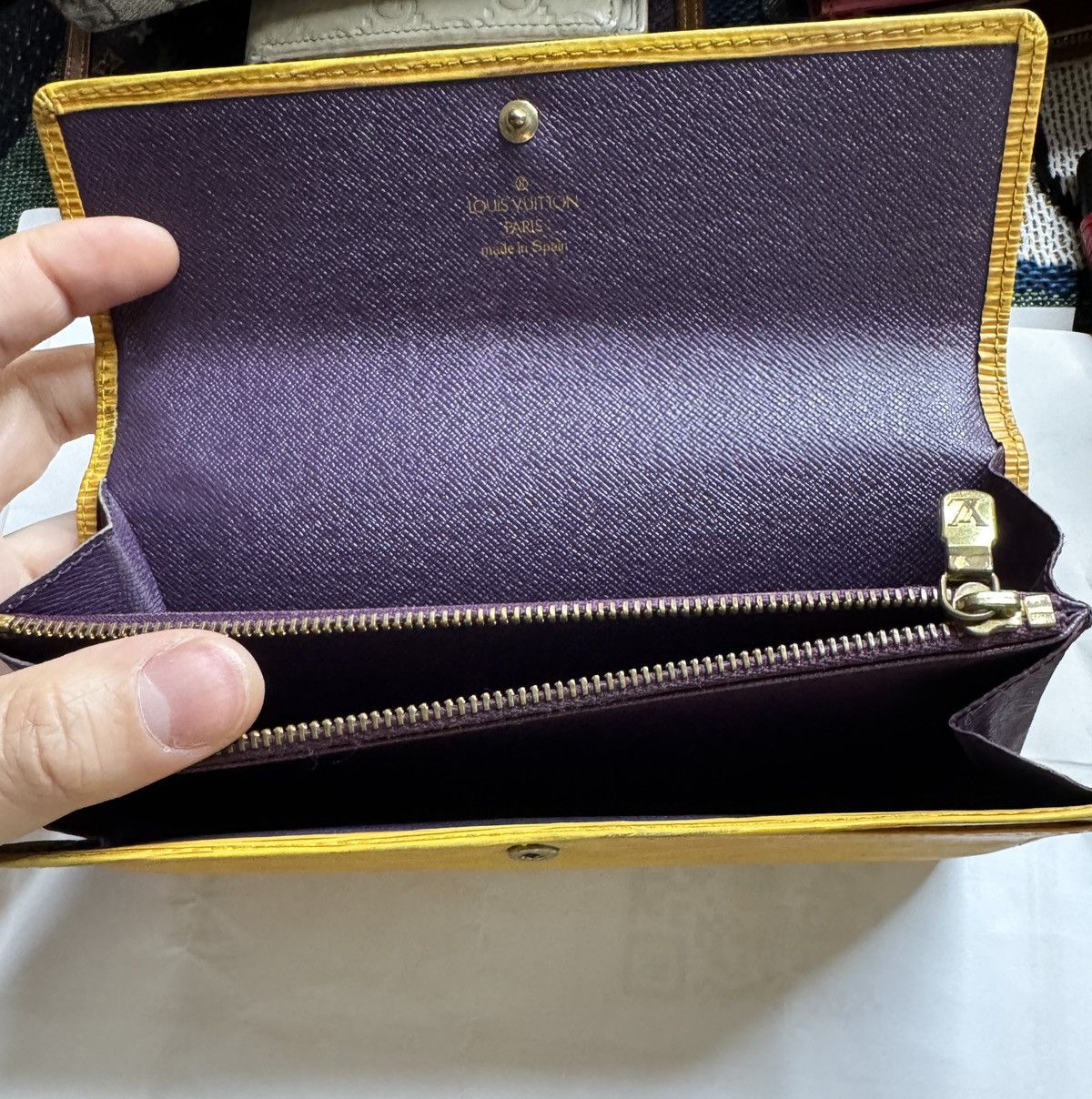 Louis Vuitton Louis Vuitton Yellow Purple Epi Portefeuille Sarah Wallet Size ONE SIZE - 4 Thumbnail