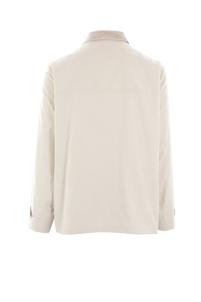 Brunello Cucinelli o1mtch0225 Stretch Cotton Car Coat in Cream Size US M / EU 48-50 / 2 - 2 Thumbnail