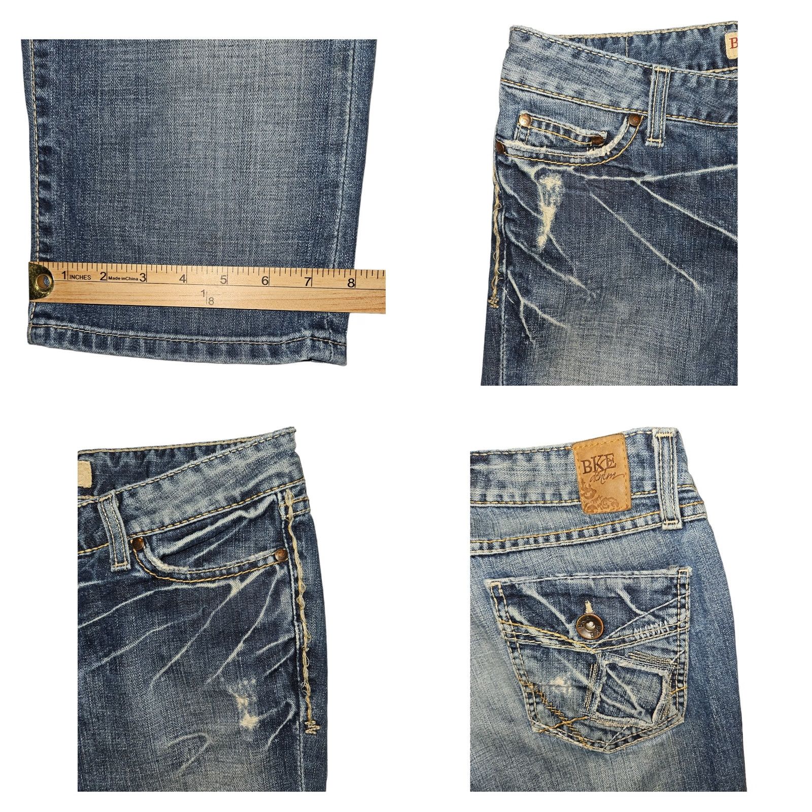 Vintage VINTAGE Buckle BKE Madison Shorts Women's Bermuda Denim Blue 27 Ultra Low-Rise Embroidered Pockets Size 27" / US 4 / IT 40 - 8 Thumbnail