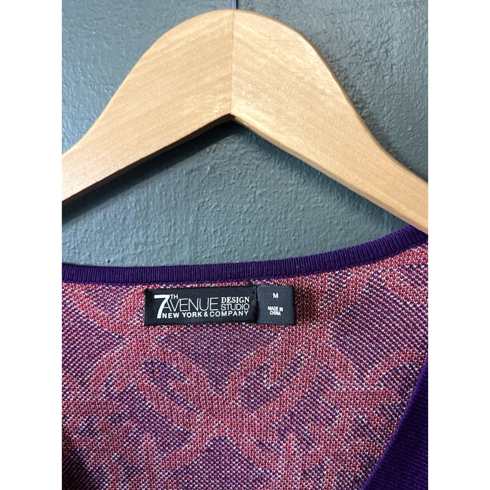 Avenue 7th Avenue Womens Purple Geometric Pattern Knit Sweatshirt And Skirt Size Medium Size M / US 6-8 / IT 42-44 - 3 Thumbnail