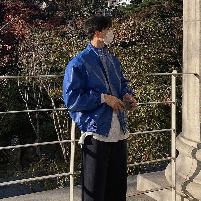 Japanese Brand × Vintage Vintage Streetwear Blue PU Leather Jacket Size US L / EU 52-54 / 3 - 3 Thumbnail
