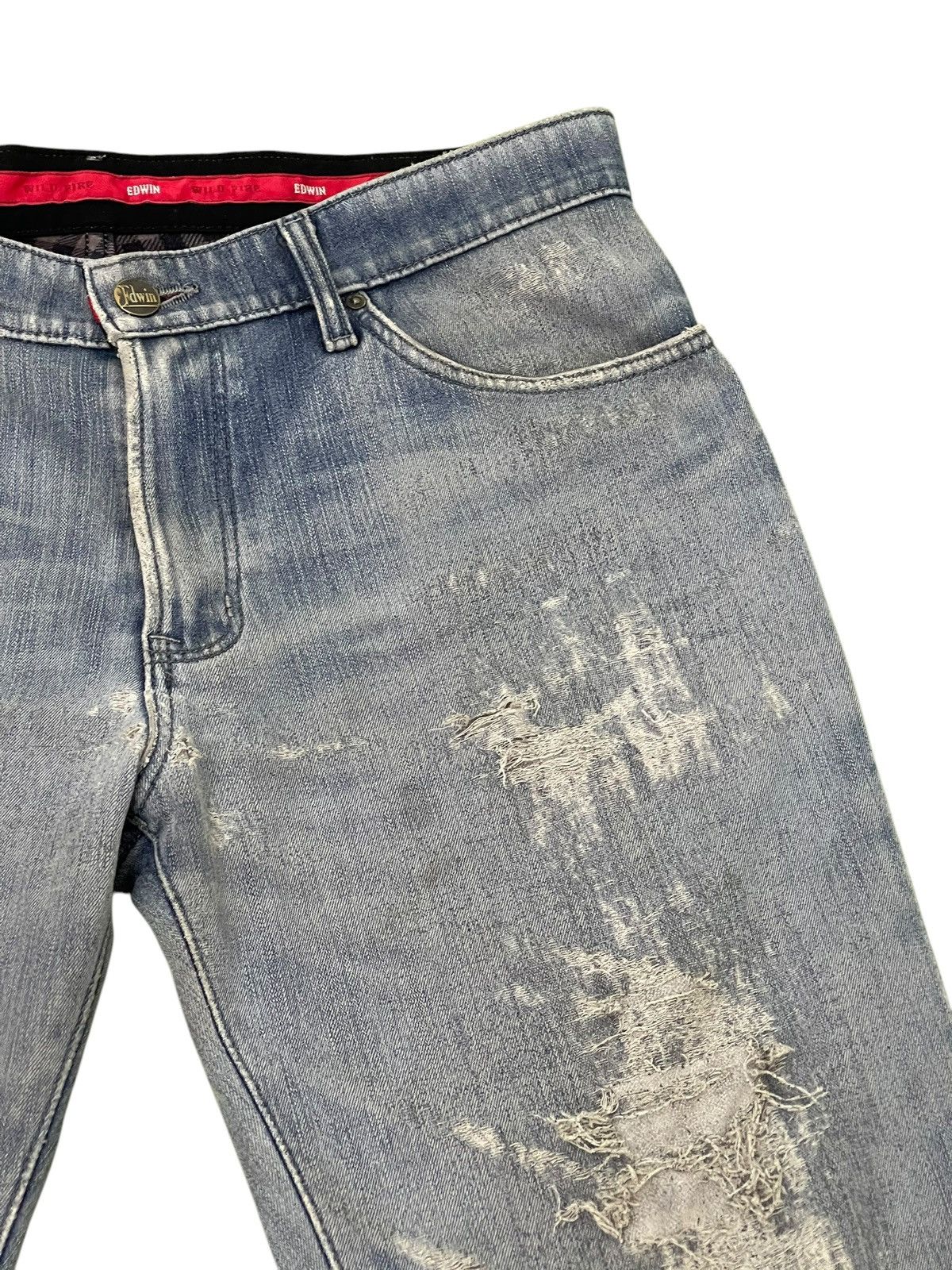 Japanese Brand Distress Slim Jeans Edwin Japan Double Layer Stretch 2🟦 Size US 35 - 7 Thumbnail