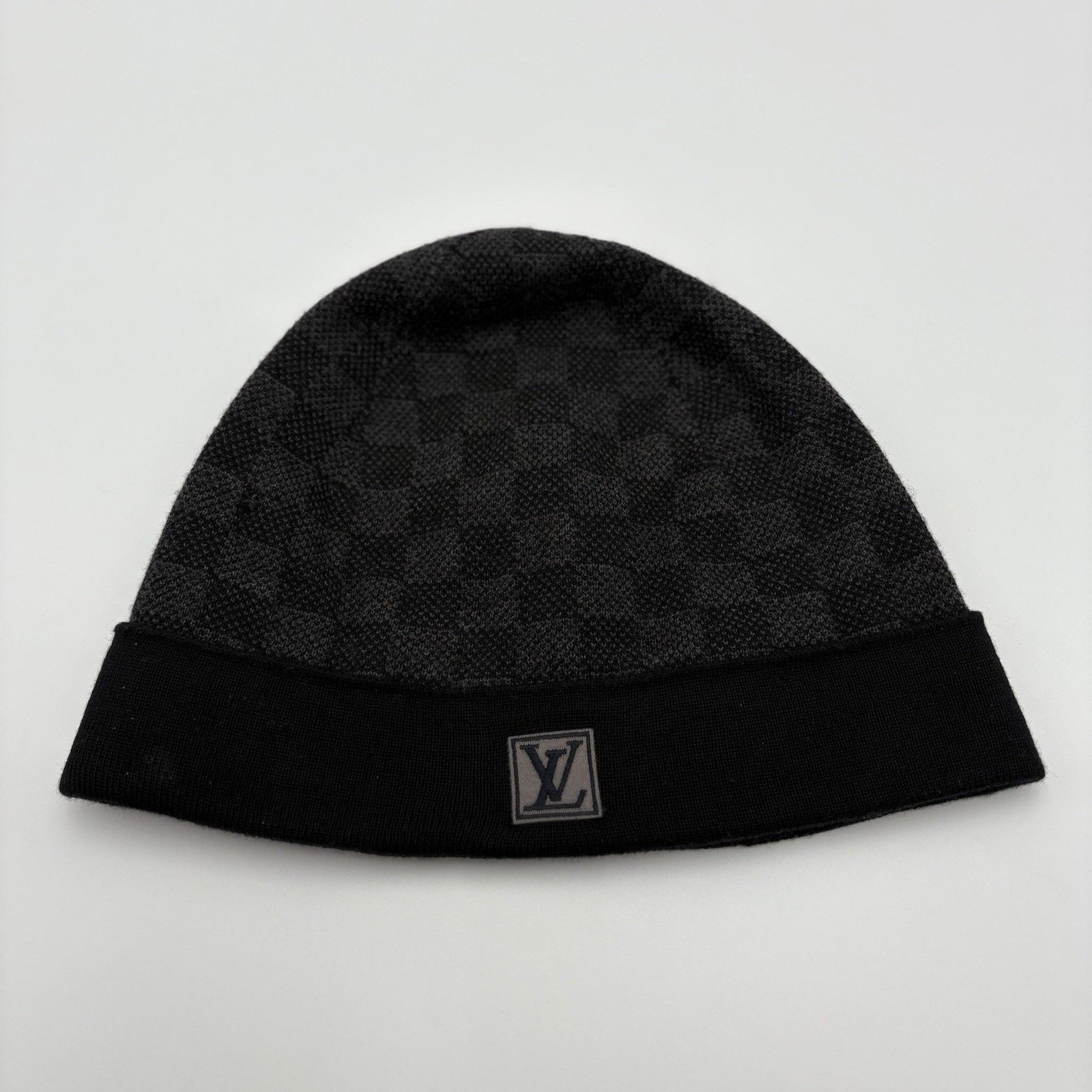 Louis Vuitton Louis Vuitton Wool Petit Damier Graphite Beanie ' Black Grey Size ONE SIZE - 6 Thumbnail