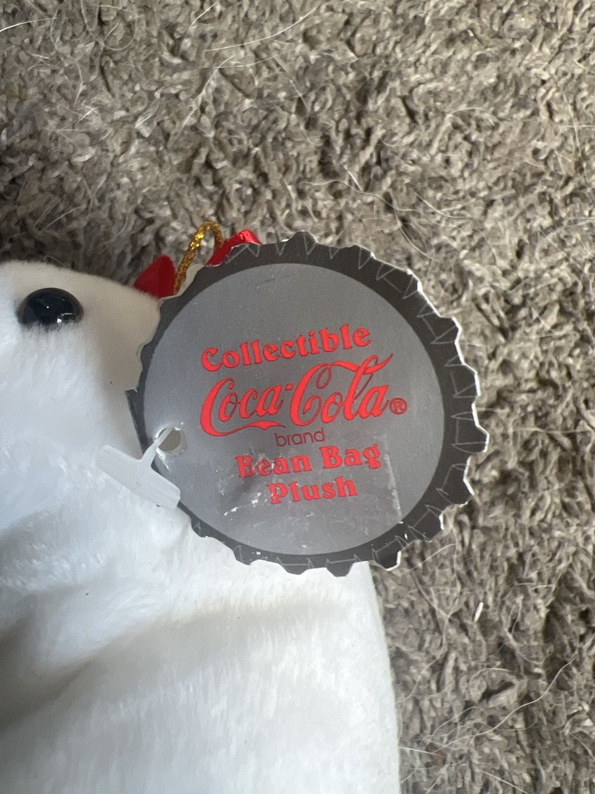 Coca Cola 1997 Coca-Cola Polar Bear In Plaid Bow Bean Bag Plush Size ONE SIZE - 3 Thumbnail