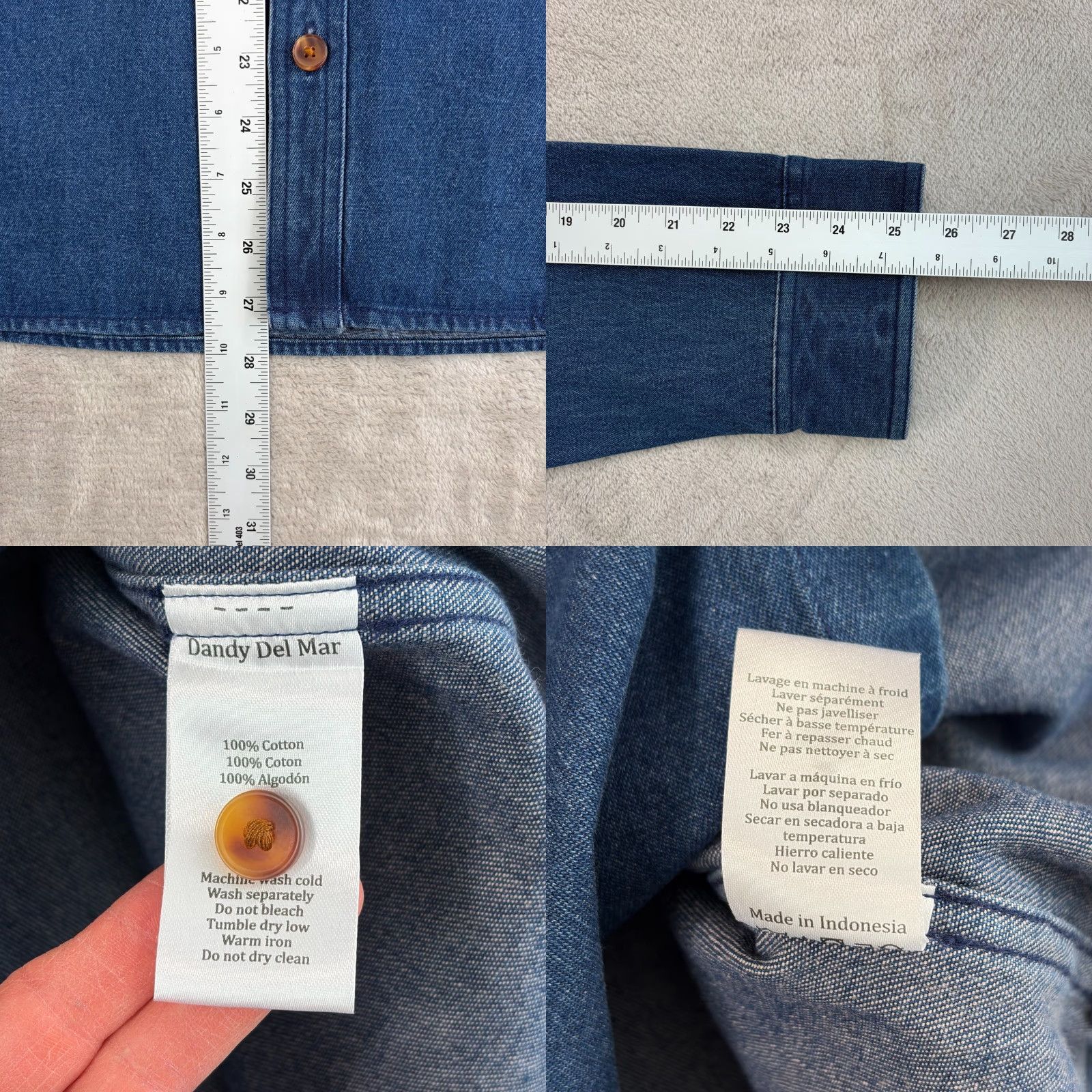 Denime DANDY DEL MAR Cartagena Denim Shirt Indigo Men L Tailored Button-Up Cam Collared Long Sleeve NWT Size US L / EU 52-54 / 3 - 8 Thumbnail