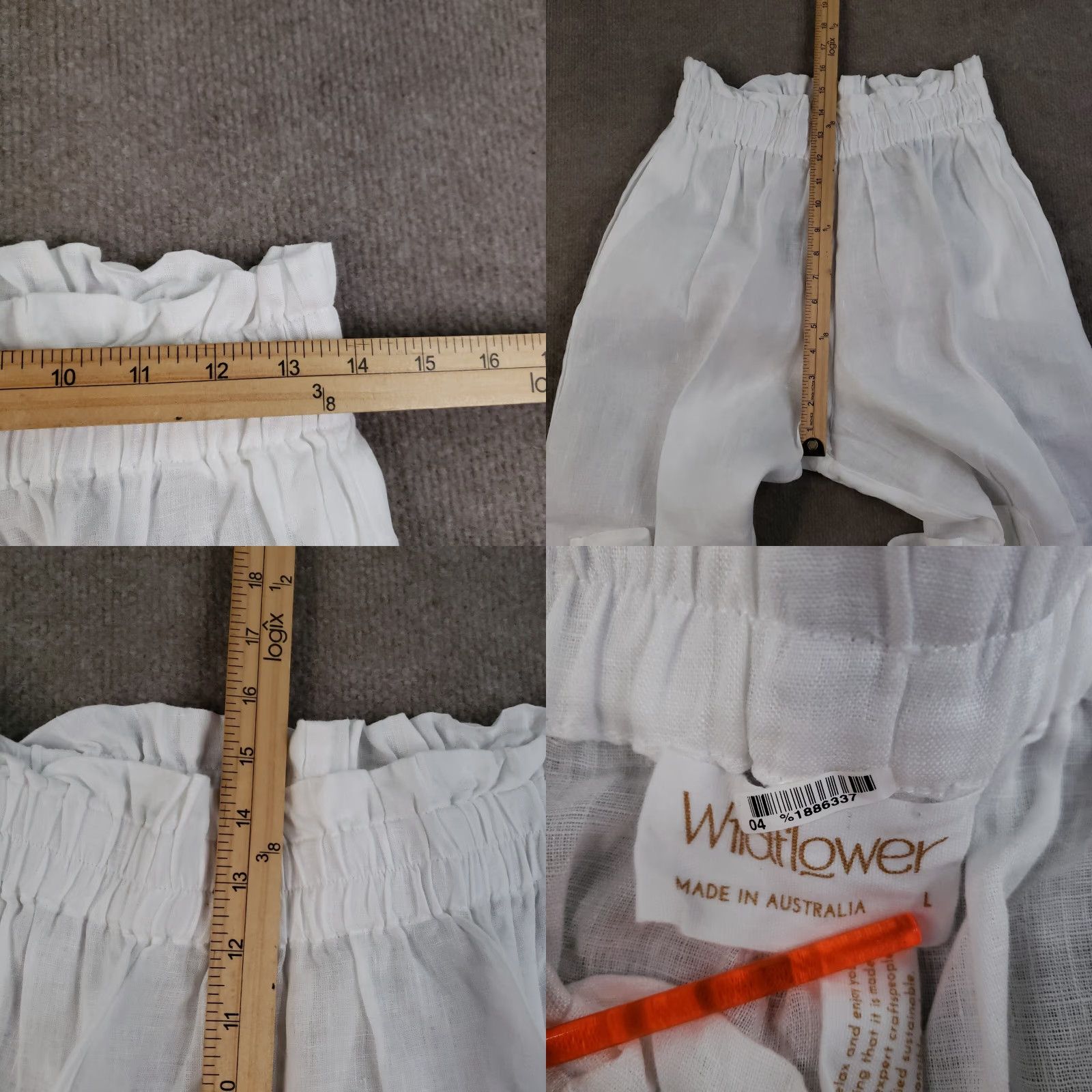 Vintage VINTAGE Wildflower Women's Wide Leg Pants Adult Large White Linen Casual Business Summer Spring Fall Hyperallergenic Womens Size 28" / US 6 / IT 42 - 8 Thumbnail