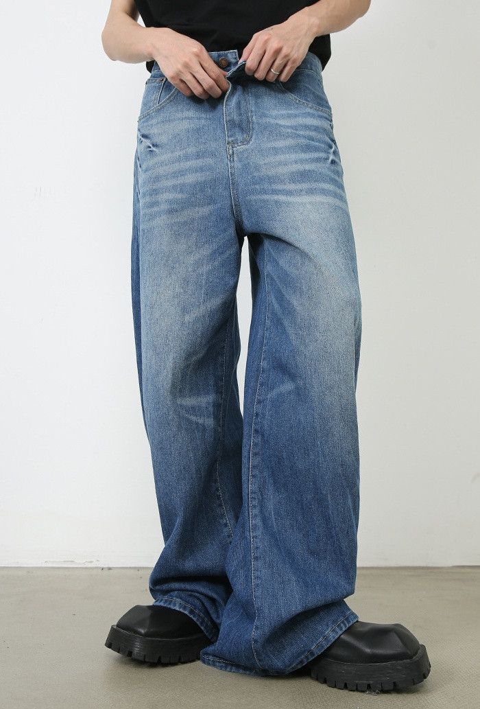 Japanese Brand × Jean Men's blue lightning pattern vintage washed jeans Size US 32 / EU 48 - 1 Thumbnail