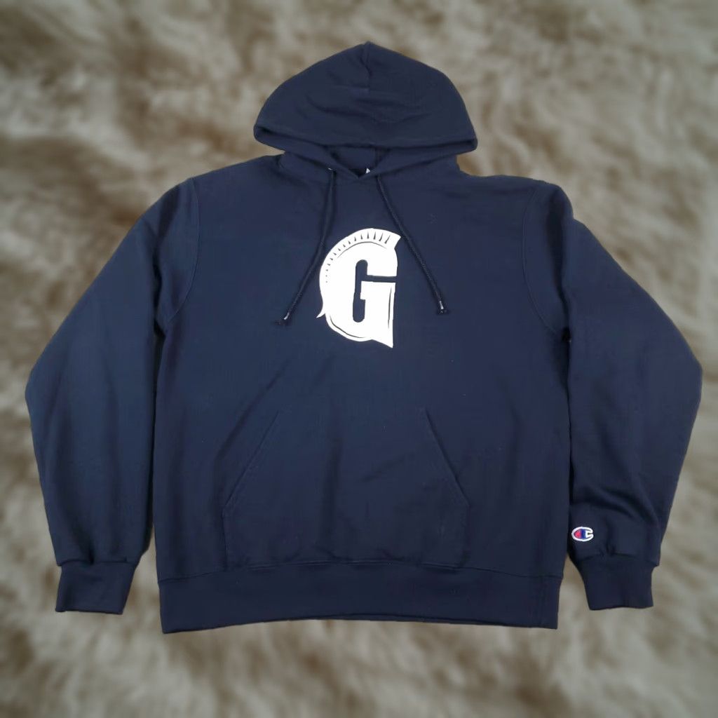 Champion VINTAGE Champion Hoodie Mens Medium Pullover Sweatshirt Casual Navy Blue Fleece Logo Zipper 90s Size US M / EU 48-50 / 2 - 1 Thumbnail