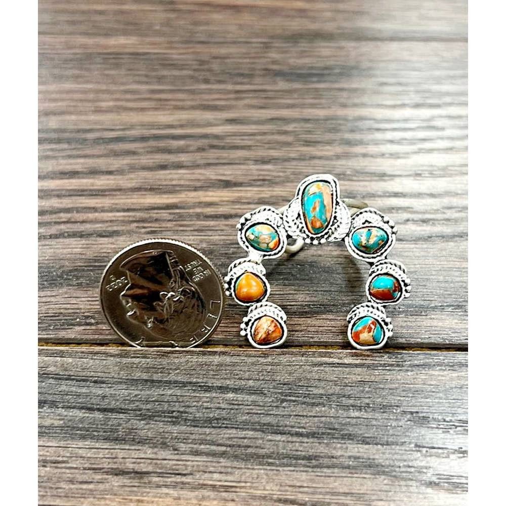 Other Boho Southwestern Squash Gemstone Adjustable Statement Cuff Size ONE SIZE - 3 Thumbnail