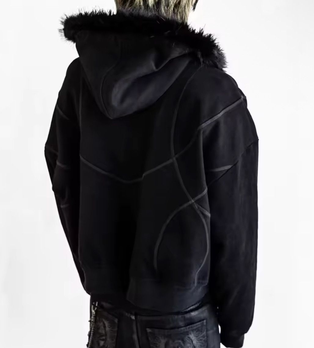 Other Fashion Y2K Retro Ins Fur Hat Patchwork Striped Zip Hoodies Size US L / EU 52-54 / 3 - 4 Thumbnail