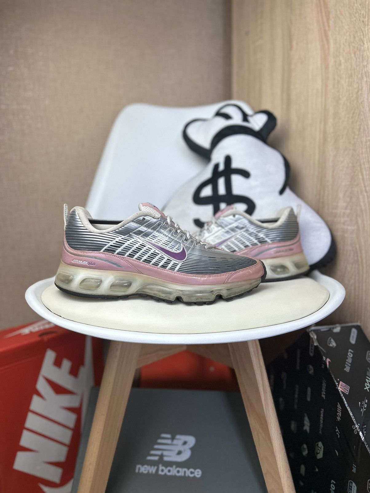 Nike × Vintage Nike Air Max 360 Shoe - Vintage - Silver, Pink, Grey Size US 11 / EU 44 - 1 Thumbnail