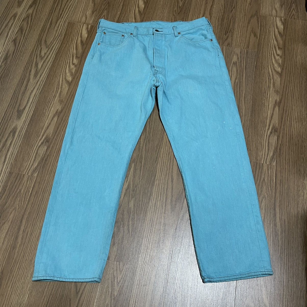 Levi's Levis 501 Shrink To Fit Button Fly Jeans Color Aqua Blue Size US 40 / EU 56 - 1 Thumbnail