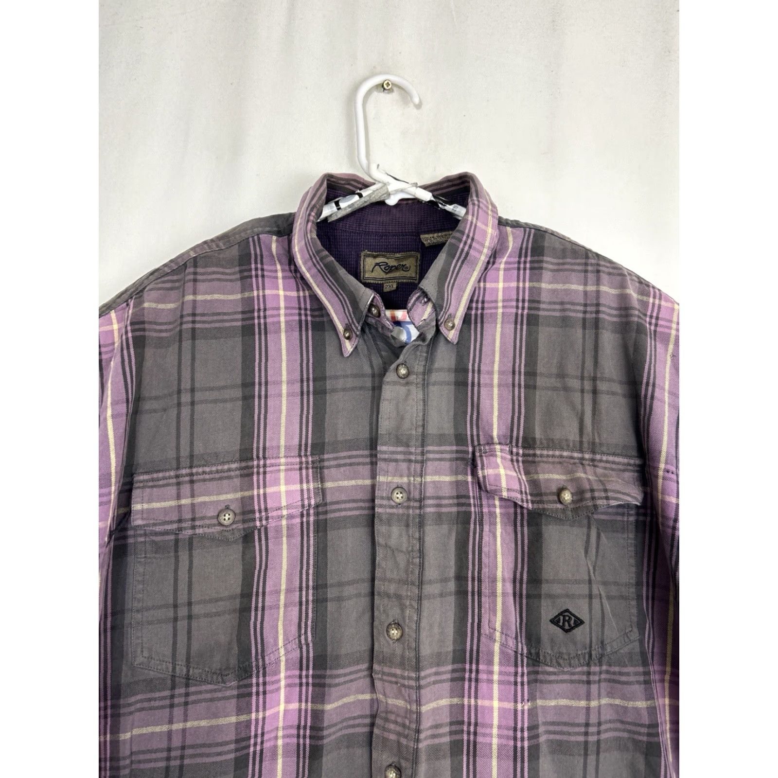 Roper Roper Mens 2XL Long Sleeve Button-Up Shirt Purple Plaid Flannel Size US XXL / EU 58 / 5 - 4 Thumbnail