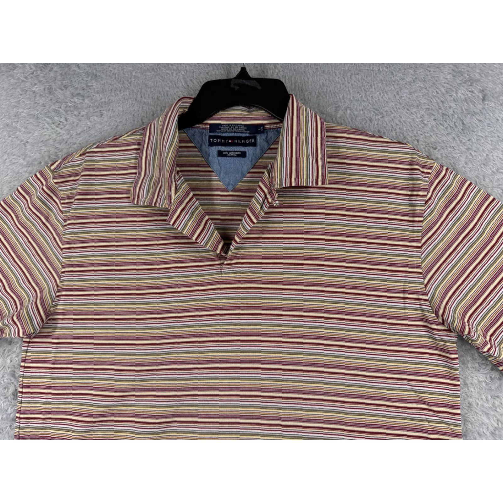 Tommy Hilfiger Tommy Hilfiger Polo Shirt Men Large Red Green Striped Mercerized Cotton Knit Shirt Polo Regular Mens Short Sleeve Casual Size US L / EU 52-54 / 3 - 4 Thumbnail