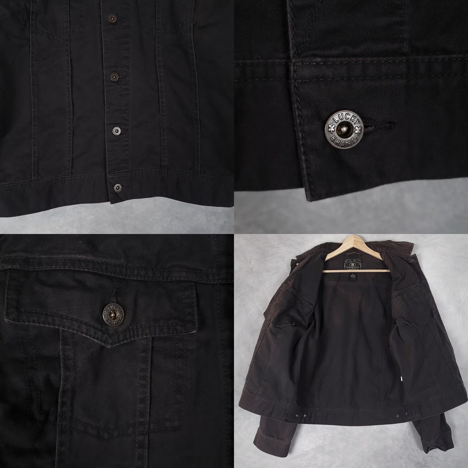 Lucky Brand Lucky Brand Trucker Jacket Mens Large Black Cotton Denim Button Front Workwear Size US L / EU 52-54 / 3 - 8 Thumbnail
