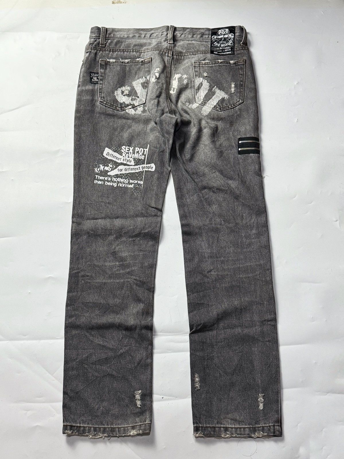 Hysteric Glamour × If Six Was Nine × Japanese Brand Sex Pot Revenge Distressed Punk Patch Denim Pants Size US 30 / EU 46 - 2 Thumbnail