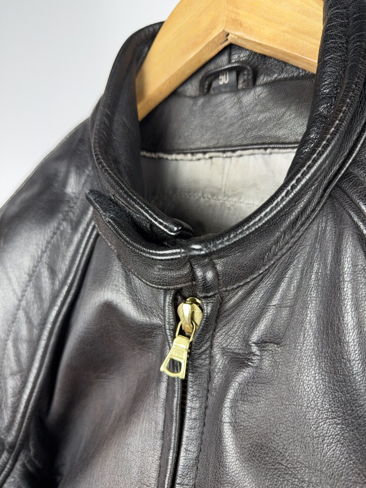 Genuine Leather 90s AJS Biker Moto Leather Motorcycle Jacket Armor Size 50 Size US M / EU 48-50 / 2 - 9 Thumbnail