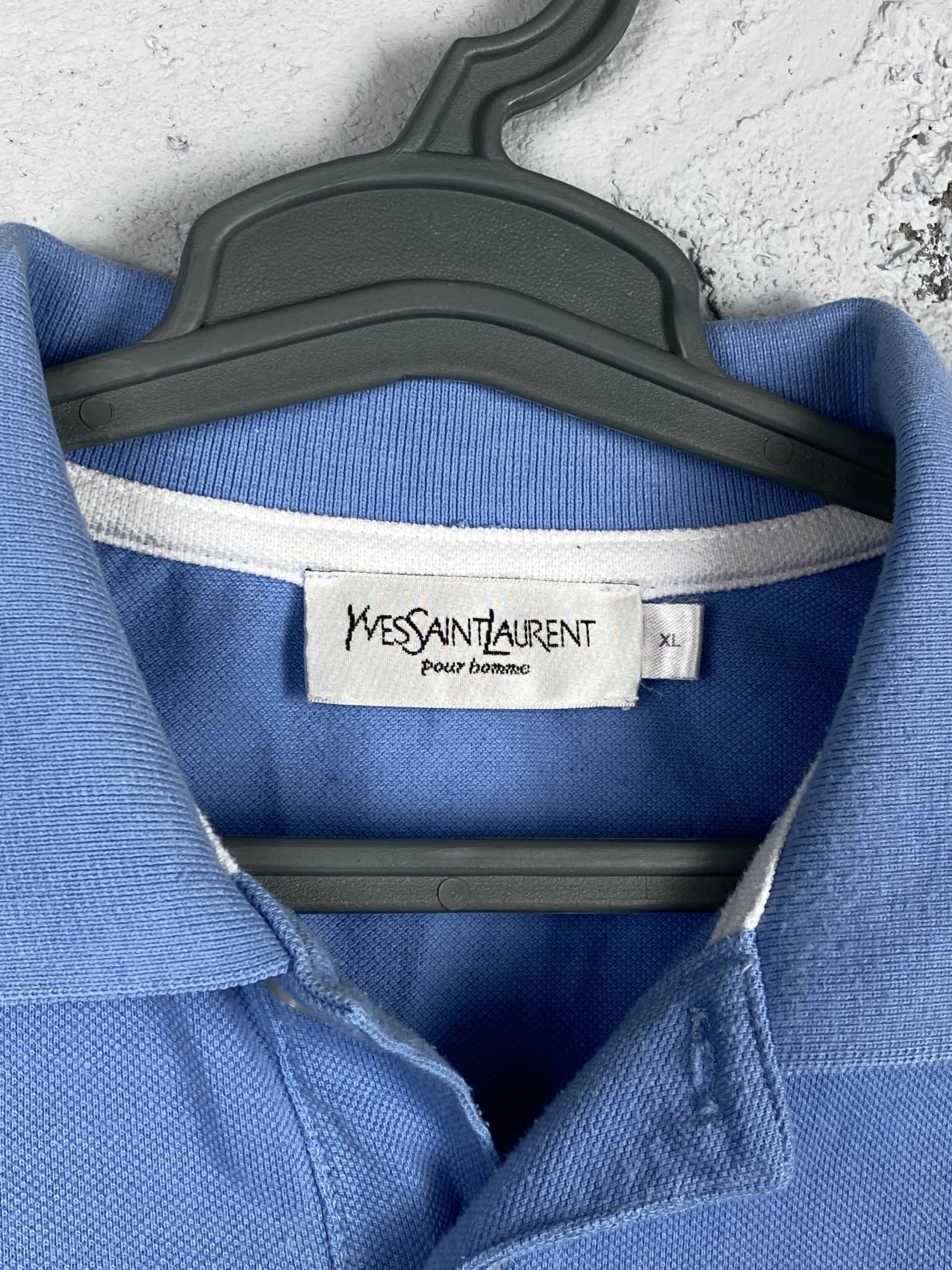 Yves Saint Laurent Vintage Yves Saint Laurent YSL Logo Polo Shirt Sky Blue Size US XL / EU 56 / 4 - 4 Thumbnail