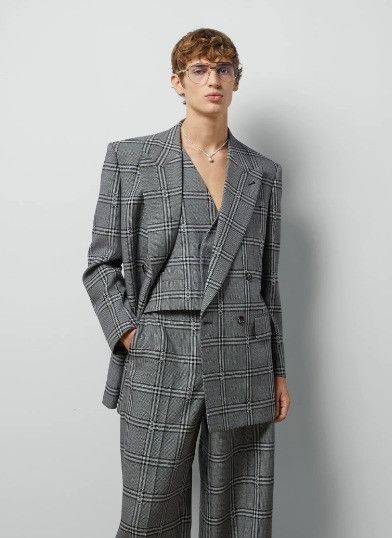 Gucci o1mt1gz0525 Horsebit Check Wool Jacket in Gray/Black Size US M / EU 48-50 / 2 - 2 Thumbnail