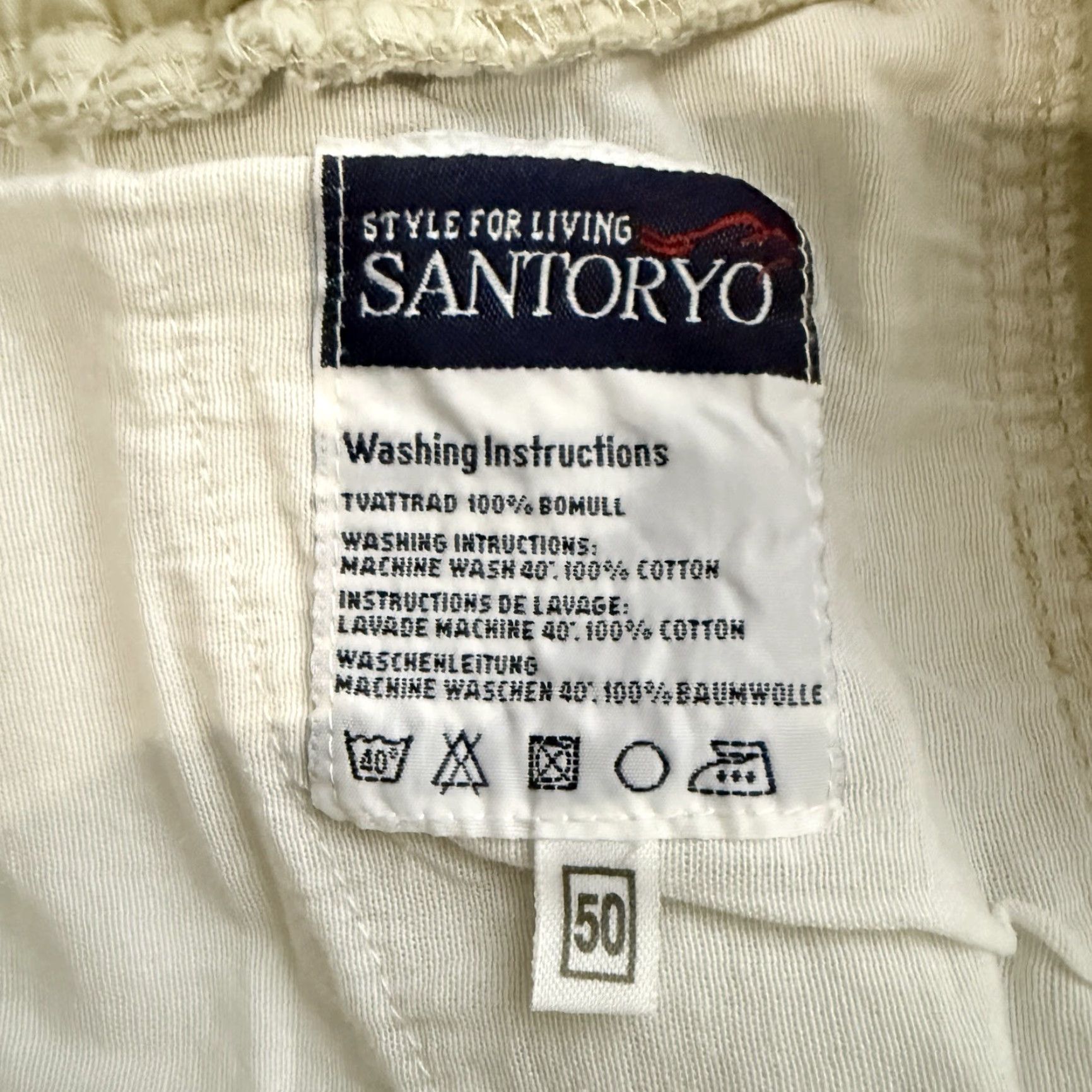 Vintage SANTORYO Unisex Cargo Pants 100% Cotton Beige Drawstring 38x26 Size US 38 / EU 54 - 4 Thumbnail