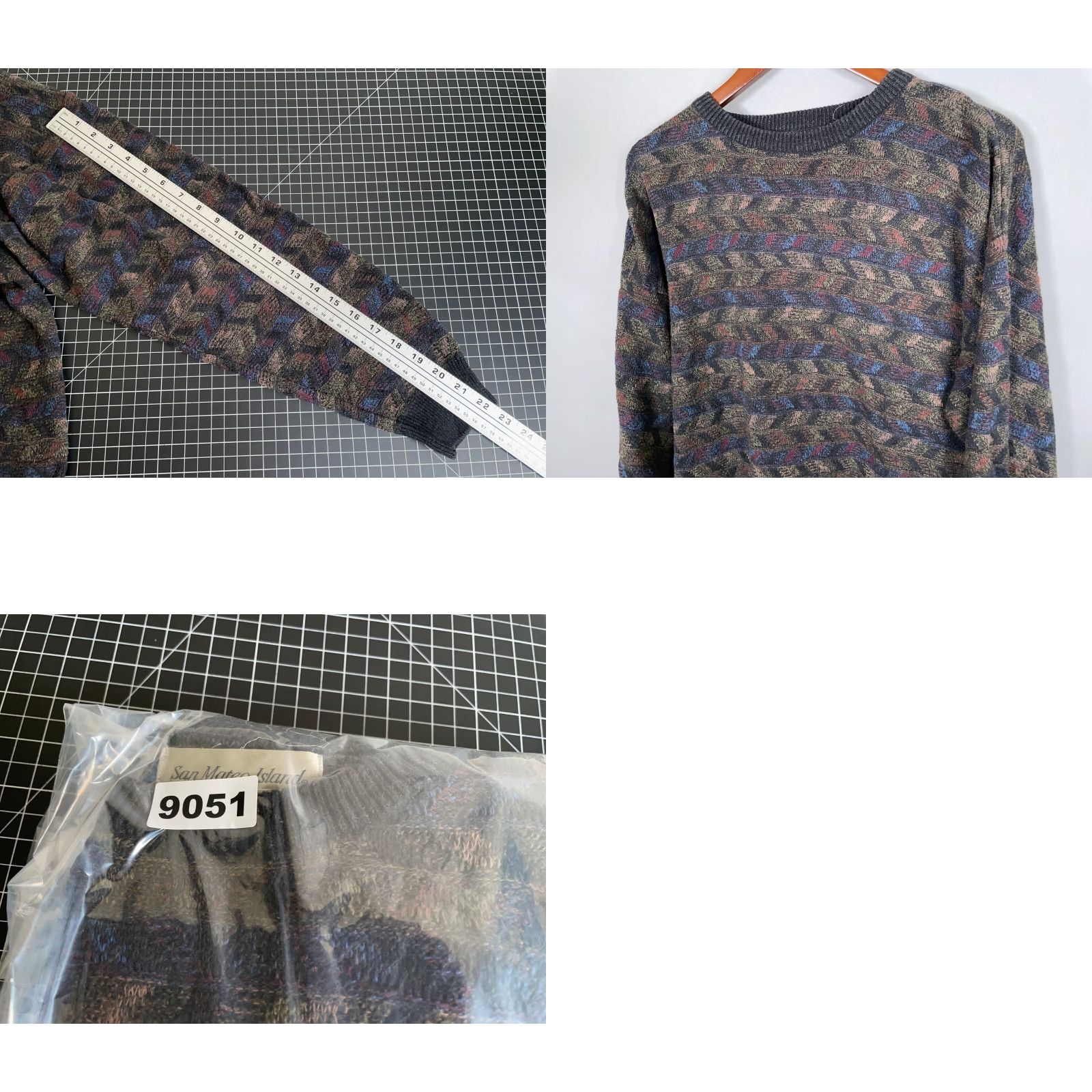 Vintage Vintage San Mateo Island Men's Medium Sweater Geometric Zig Zag Pattern Cotton Relaxed Fit Pullover 90s Casual Men Size US M / EU 48-50 / 2 - 8 Thumbnail