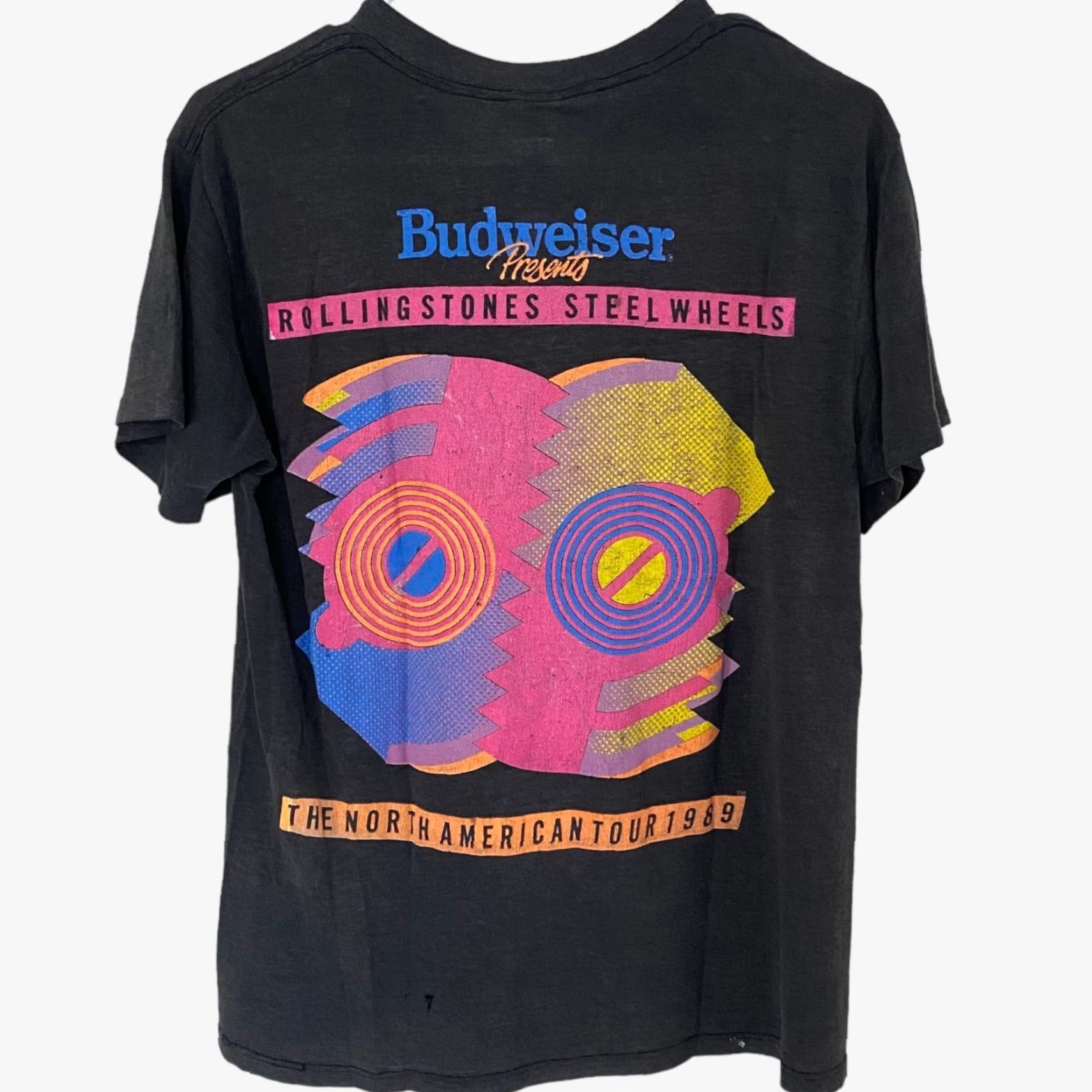 Vintage VINTAGE Rolling Stones T-Shirt 1989 Steel Wheels Tour Music Band Mens Large Black Graphic Tee Retro 80s Concert Size US L / EU 52-54 / 3 - 3 Thumbnail