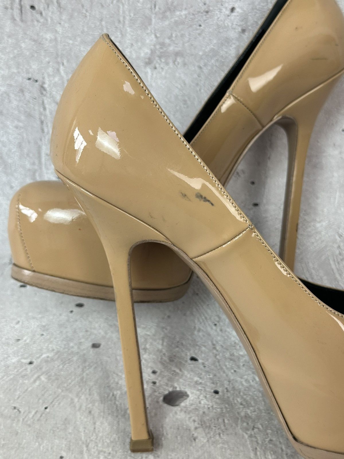 Saint Laurent Paris Saint Laurent Beige Patent Leather Made in Italy Heels Size US 7.5 / IT 37.5 - 13 Thumbnail