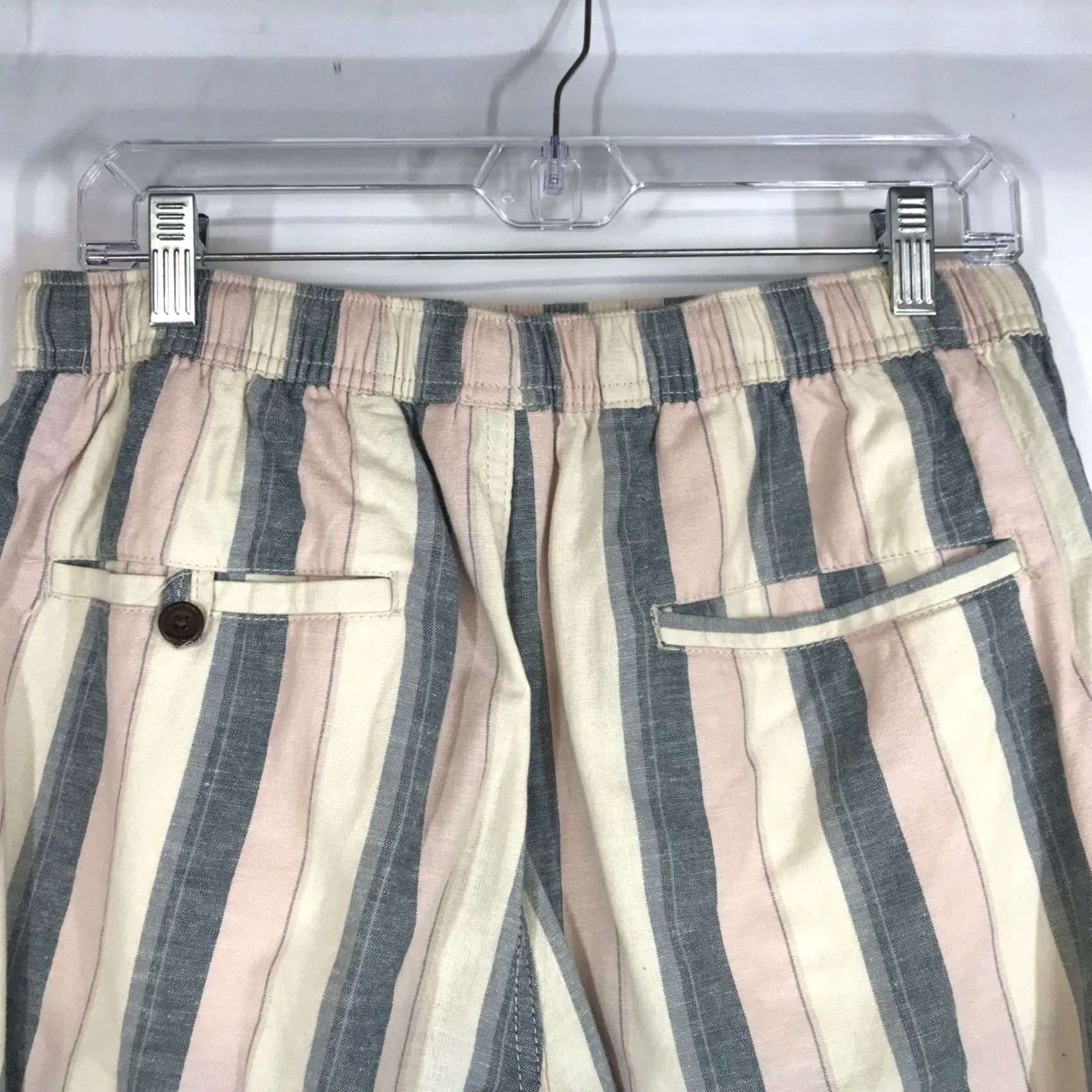 Katin Katin Multicolor Stripe Drawstring Waist Cotton & Linen SHORTS Womens L Size 36" / US 14 / IT 50 - 5 Thumbnail