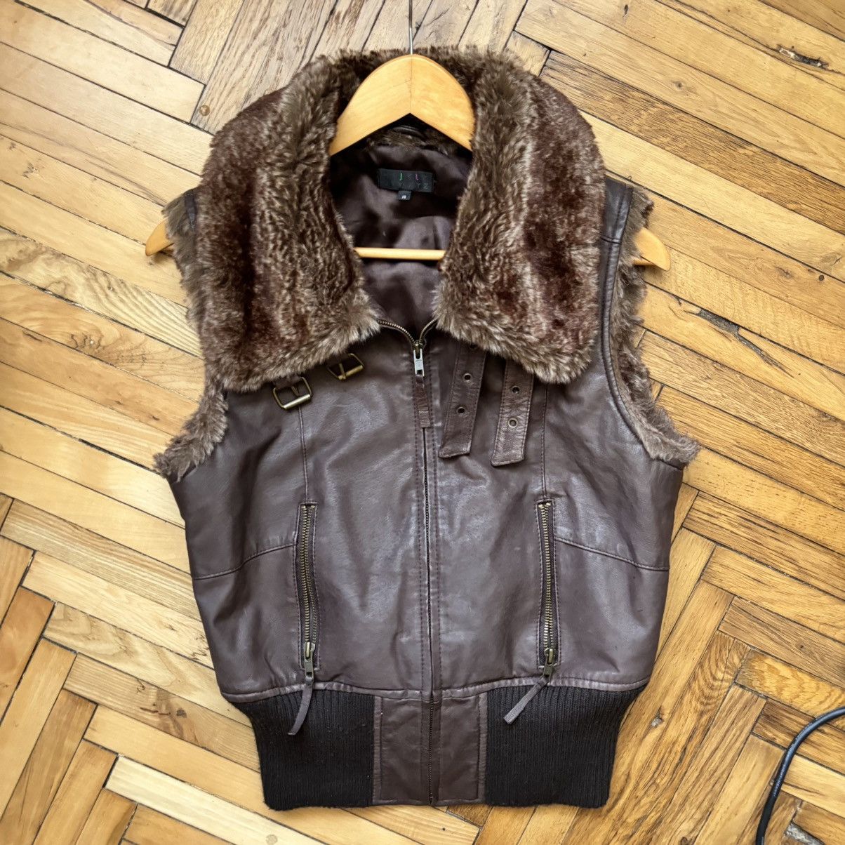 Hysteric Glamour Brown Leather Vest with Faux Fur Collar Vintage Flight Style Size XL / US 12-14 / IT 48-50 - 1 Thumbnail