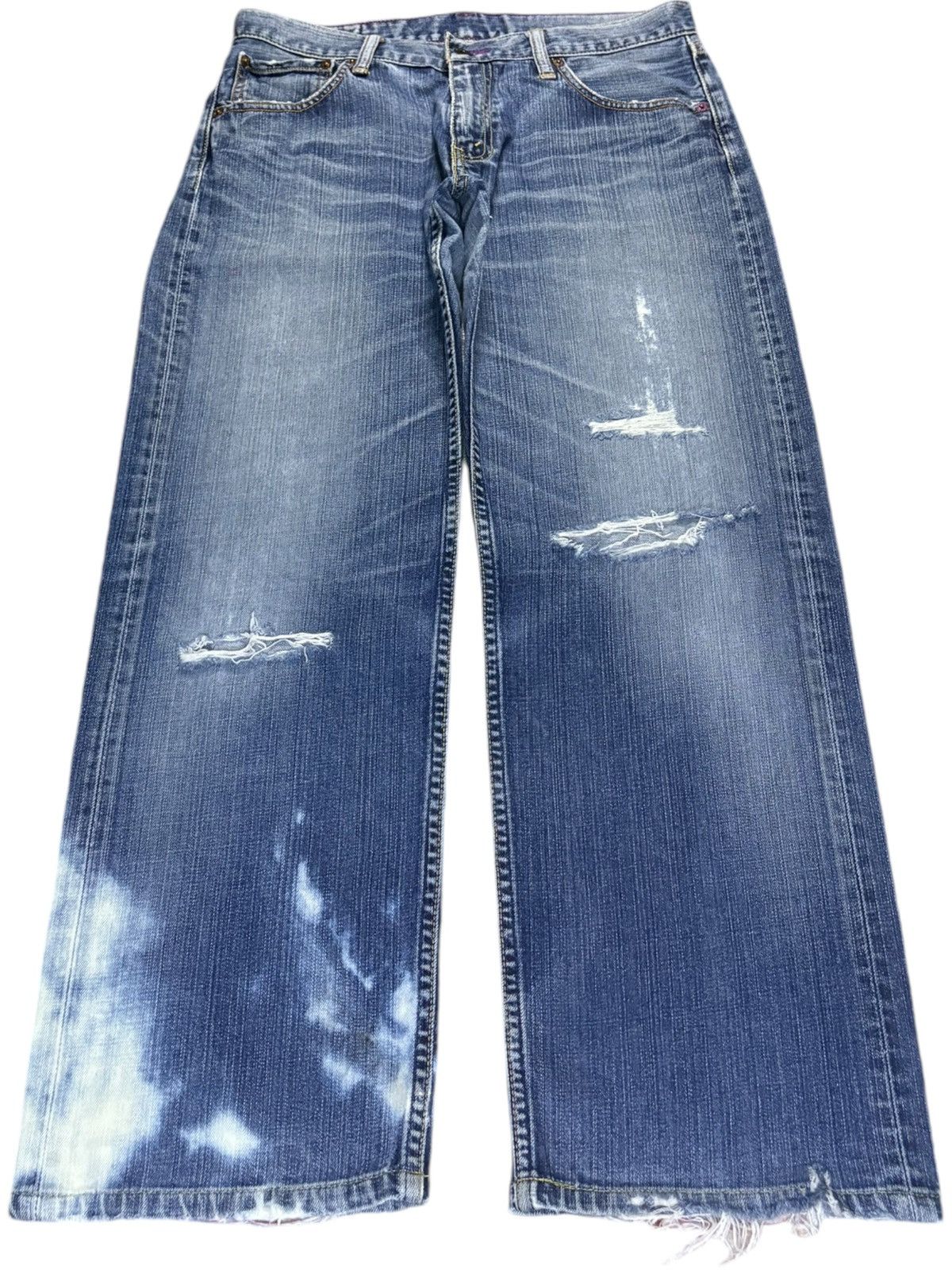 Levi's Vintage 90s Levis Bleached Wash Distressed Baggy Jeans Size US 33 - 1 Thumbnail