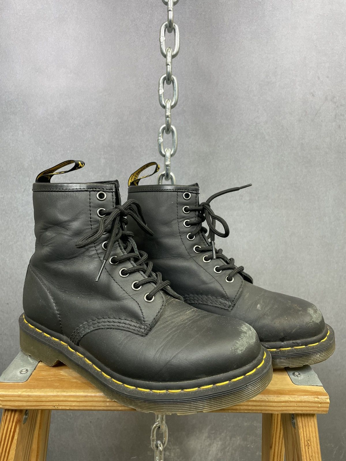 Dr. Martens × Vintage Black Doc Martens 1460 high top combat boots leather Size US 7 / EU 40 - 2 Thumbnail