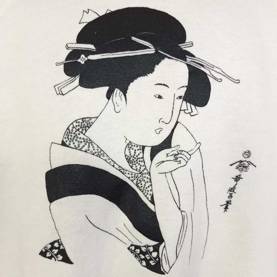 Vintage VINTAGE Kitagawa Utamaro Japanese Woman Sweatshirt Mens Size Medium 80s Art Size US M / EU 48-50 / 2 - 3 Thumbnail