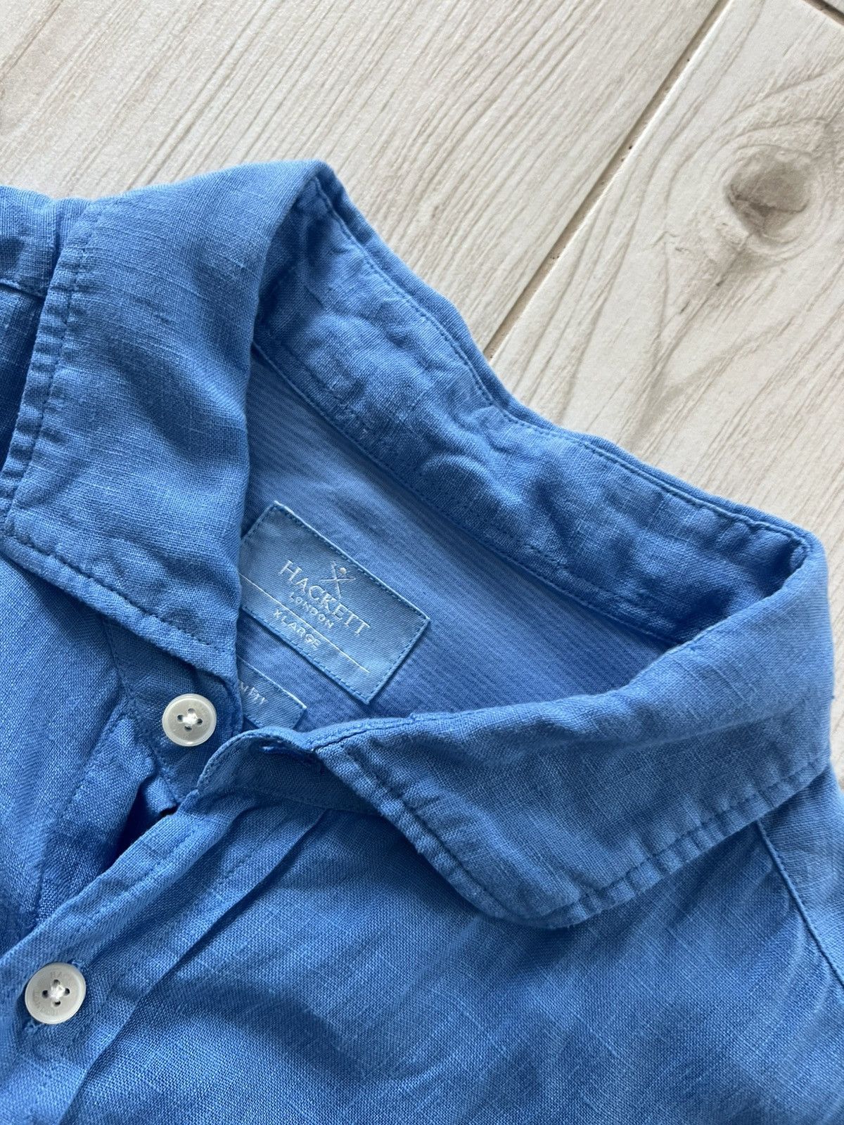 Hackett Hackett Logo-Embroidered Linen Shirt Blue XL Size US XL / EU 56 / 4 - 10 Thumbnail