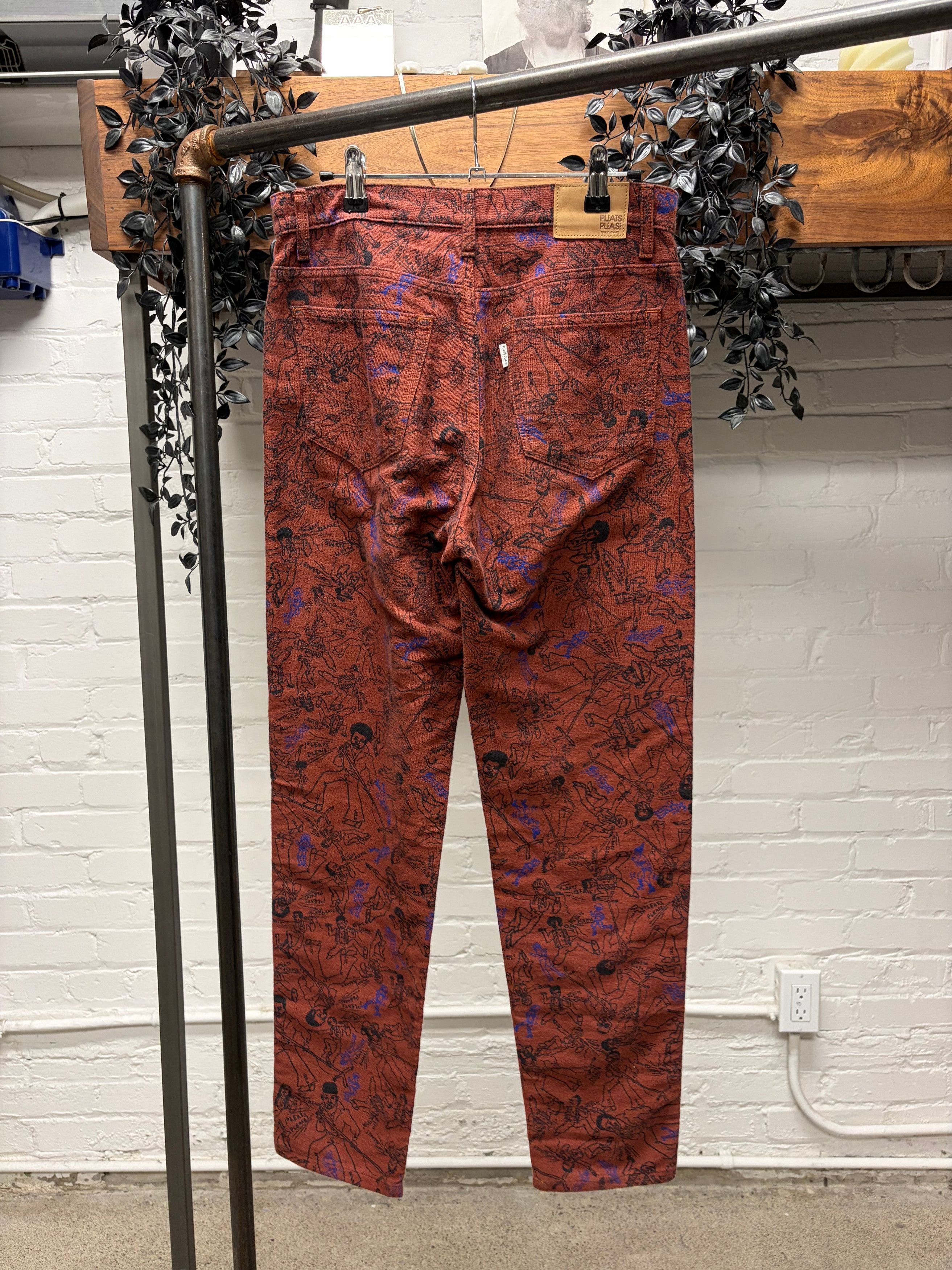 Issey Miyake Issey Miyake Pleats Please Red ‘Rockstar’ Denim Size 28" / US 6 / IT 42 - 3 Thumbnail