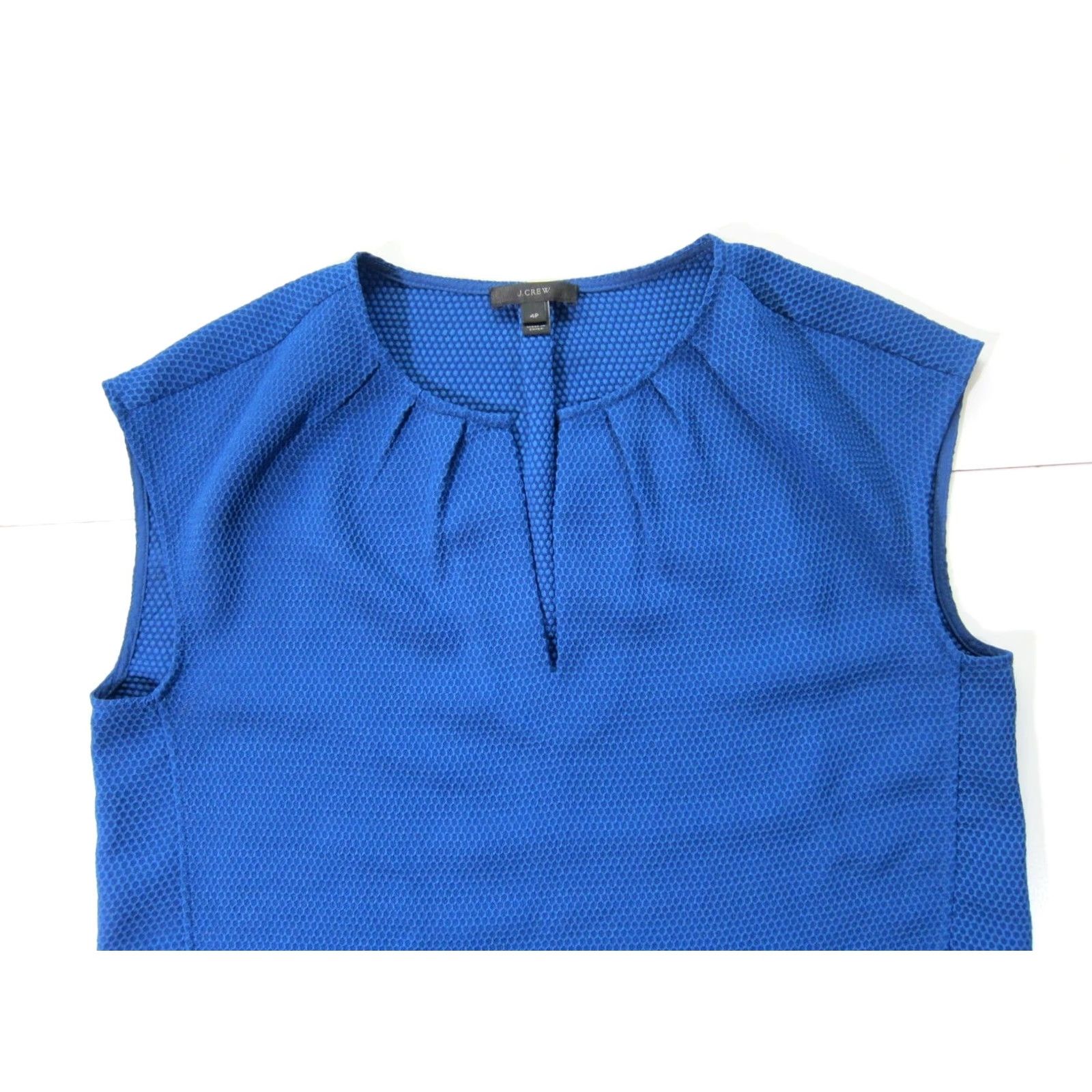 J.Crew J.Crew Blue Stretch V-Neck Cap Sleeve Textured Tunic Blouse Top Women 4P Size S / US 4 / IT 40 - 5 Thumbnail