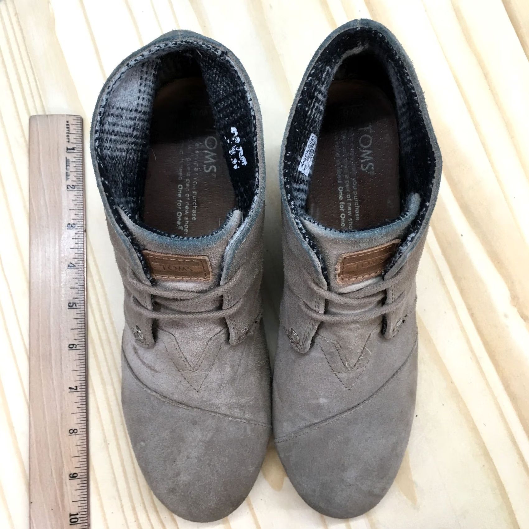 Toms TOMS Boots Womens 8 Ankle Booties Wedge Heels Casual Brown Suede Lace Up Boot Size US 8 / IT 38 - 7 Thumbnail