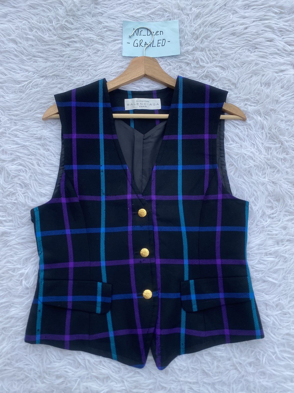 Balenciaga Rare Vintage 90s Balenciaga Checkered Vest Size US S / EU 44-46 / 1 - 1 Thumbnail