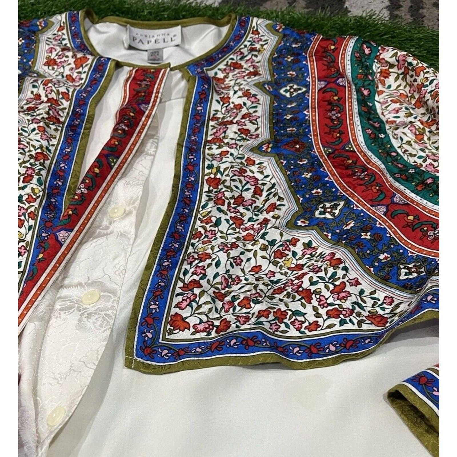 Adrianna Papell Adrianna Papell Floral Silk Blouse Fairy Bohemian 1R XXL Size XXL / US 16-18 / IT 52-54 - 8 Thumbnail