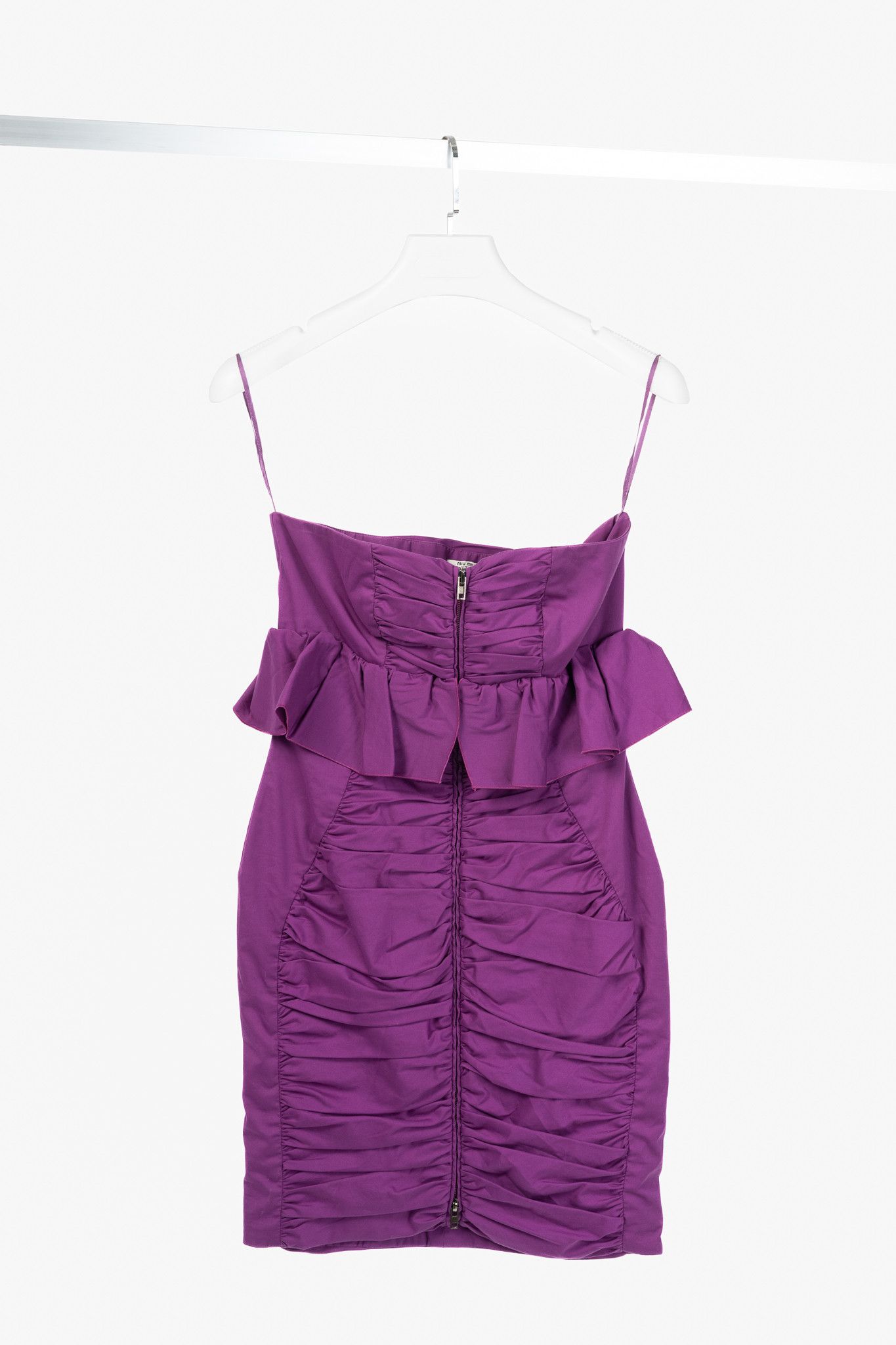 Miu Miu Miu Miu Cruise 2009 Cotton Ruched Ruffle Strapless Minidress Size M / US 6-8 / IT 42-44 - 1 Thumbnail