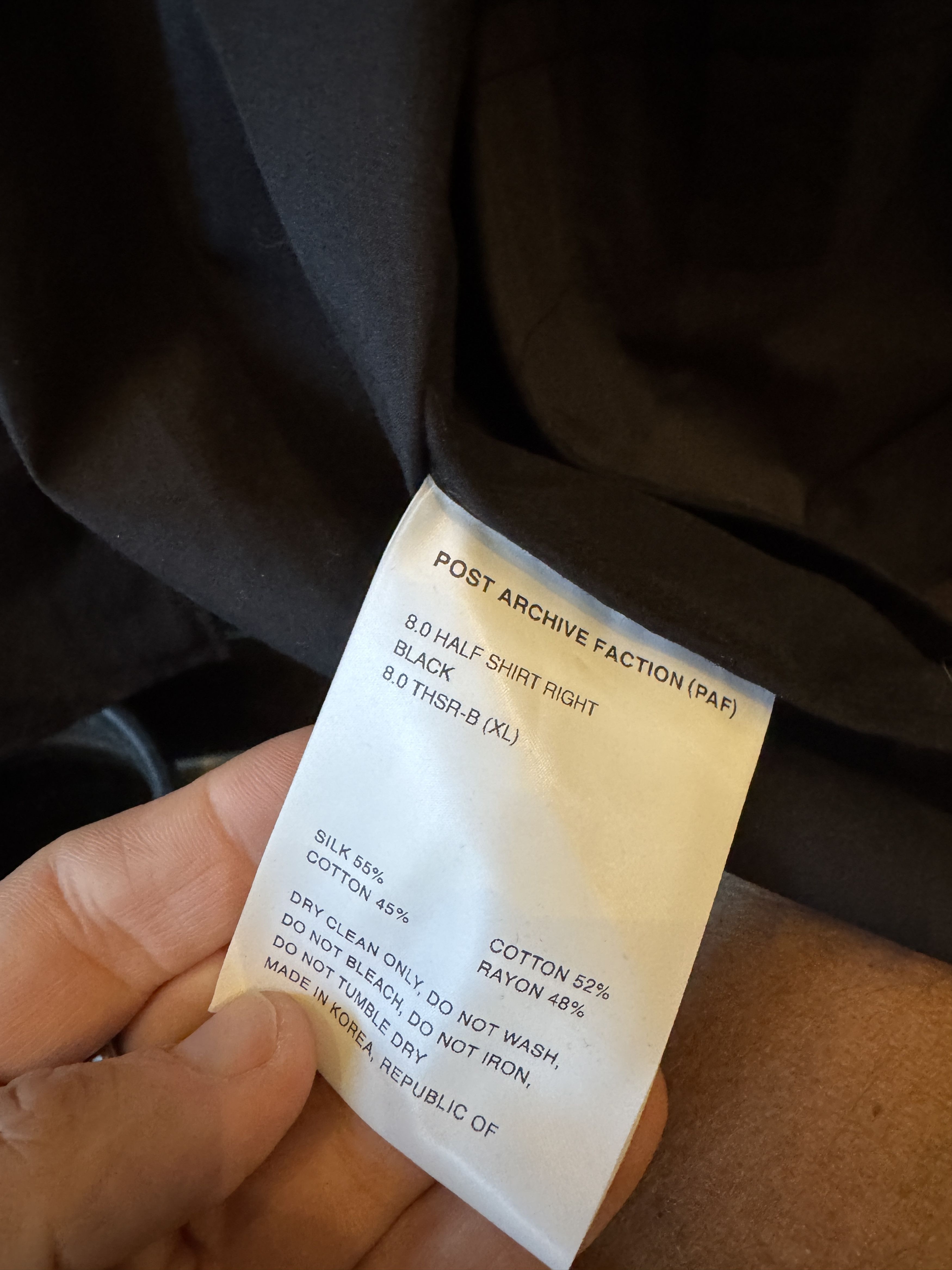 POST ARCHIVE FACTION (PAF) PAF 8.0 SILK Half Shirt Right Zip Front BRAND NEW Size US XL / EU 56 / 4 - 9 Thumbnail