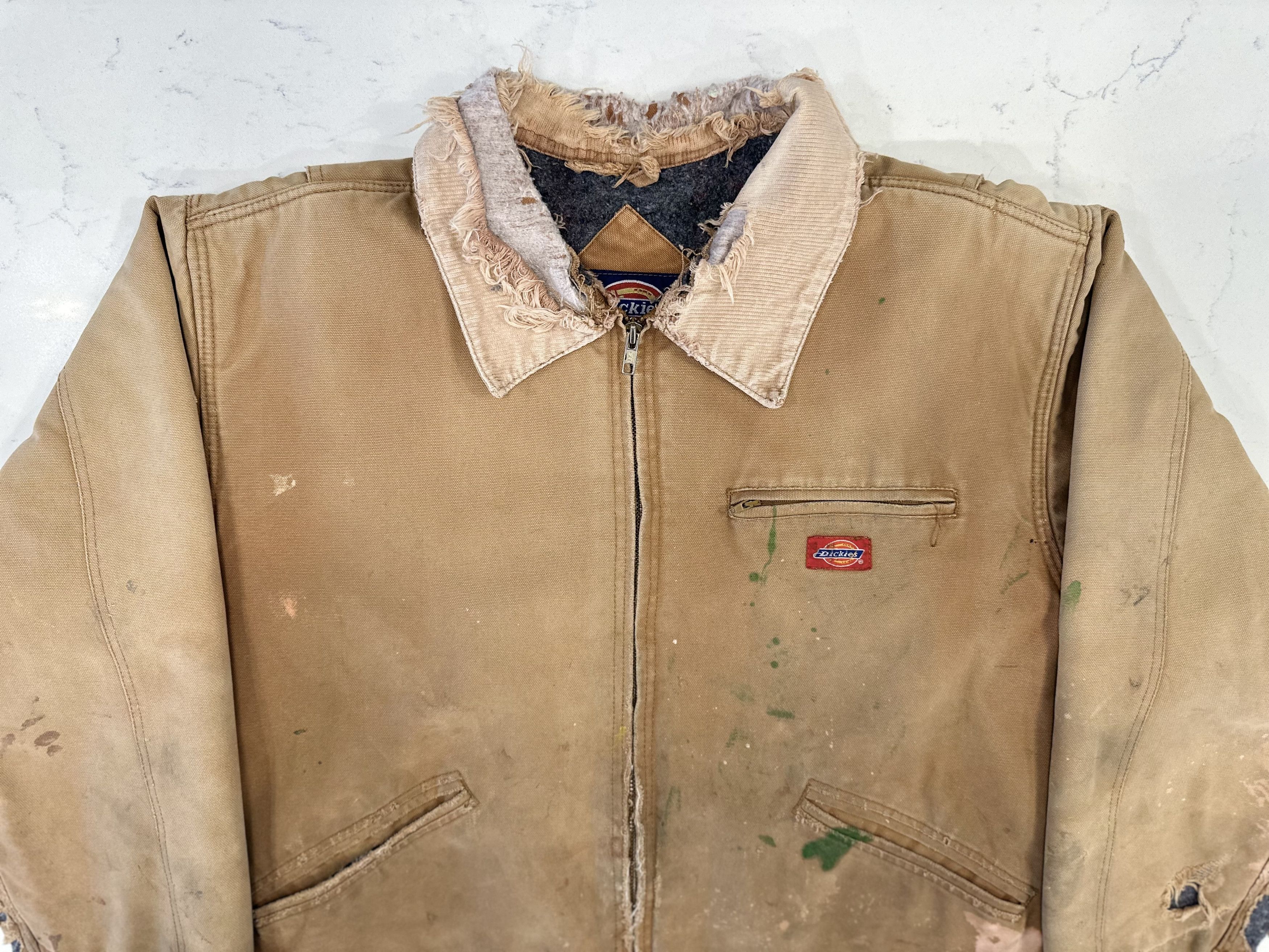 Carhartt × Dickies × Vintage VINTAGE 90s DICKIES DETROIT JACKET SZ L TAN THRASHED Size US L / EU 52-54 / 3 - 6 Thumbnail